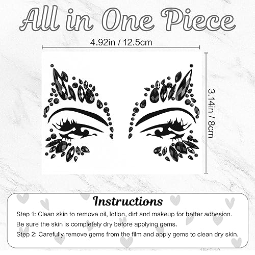 Miniatura 5 de U-Goforst Gemas faciales adhesivas  Joyas negras para la cara pegadas en maquillaje de Halloween, disfraces de Halloween para mujeres, calcomanías
