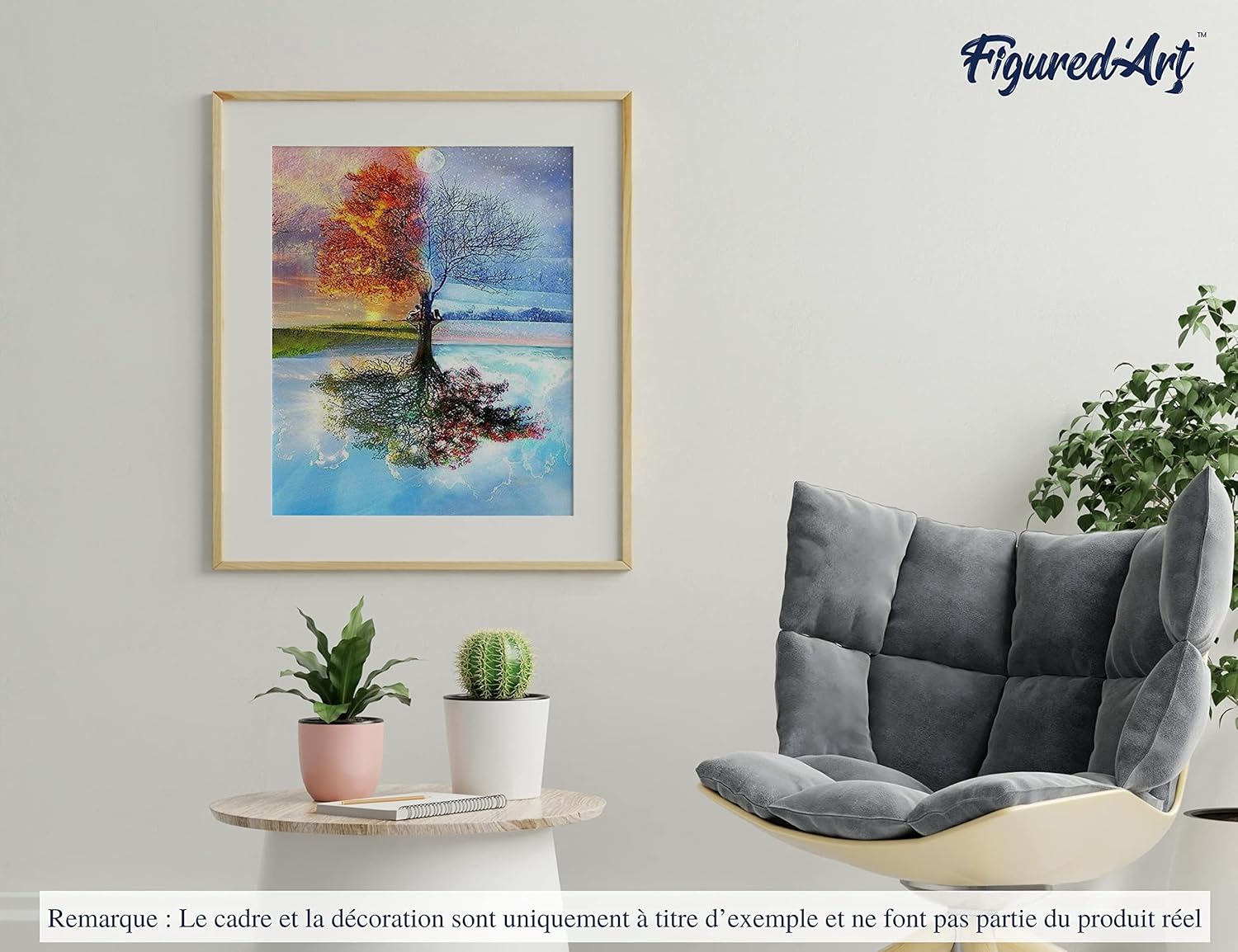 Figured'Art Paint by Numbers for Adults with Frame 4 Seasons Tree 16"x20" - Craft Art Painting DIY Kit Canvas Already Stretched on a Wooden Frame