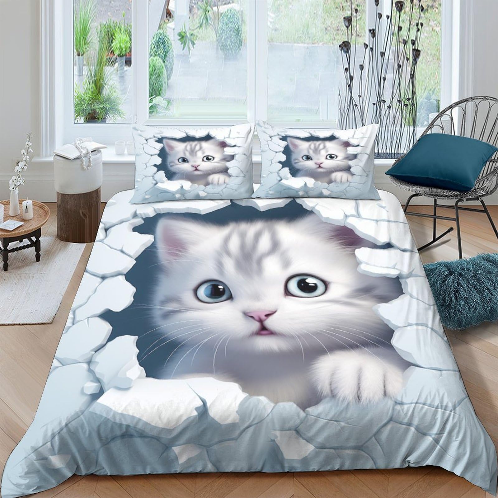 Housse de couette chat mignon pour créer une chambre cocooning et chaleureuse