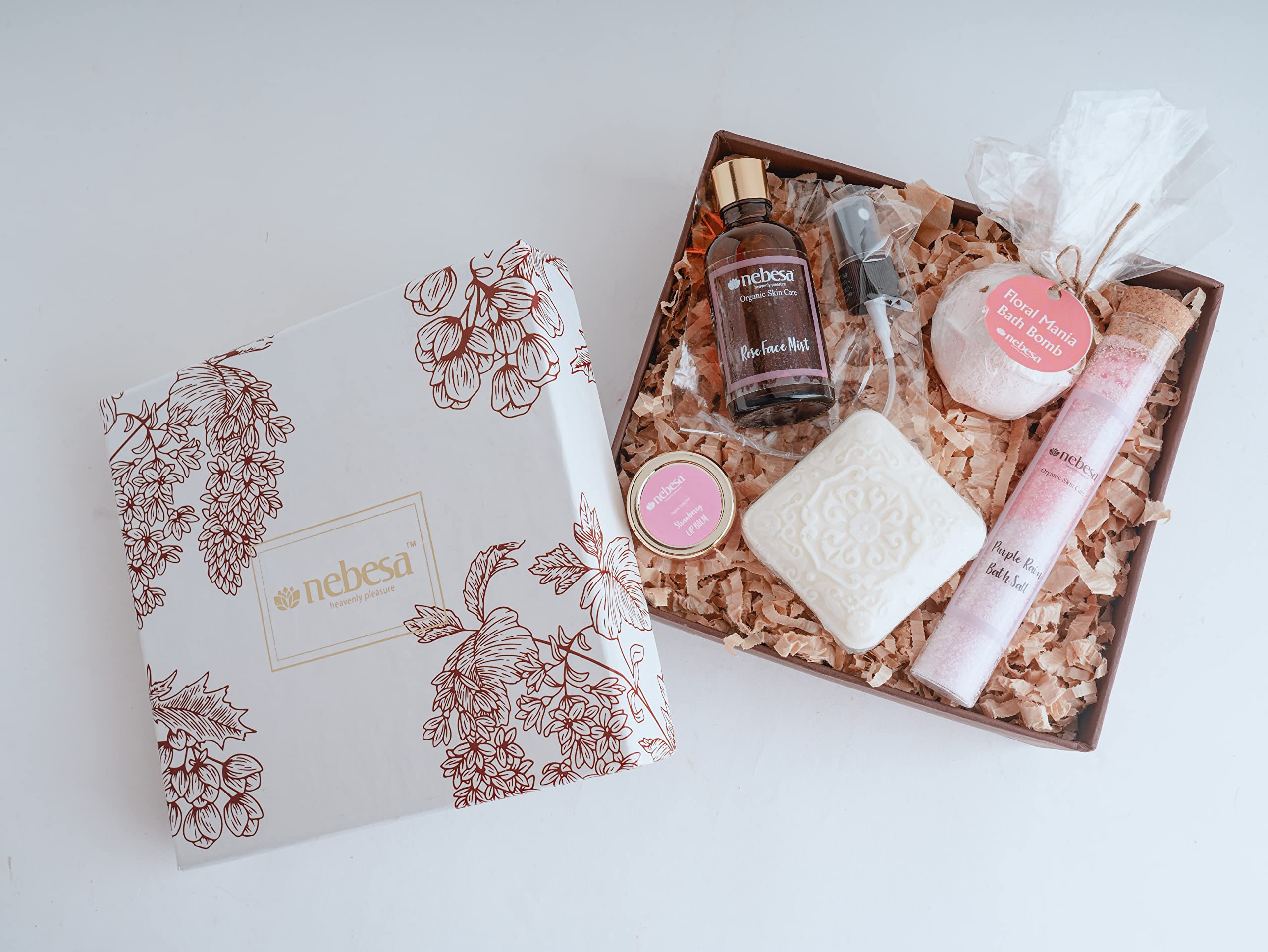 Nebesa Organics Skincare Purple Rain Bath Salt | Almond Milk Soap | Strawerry Lip Balm | Rose Face Mist | Bath Bomb, Healthy & Glowing Skin Gift Hampers-image-27
