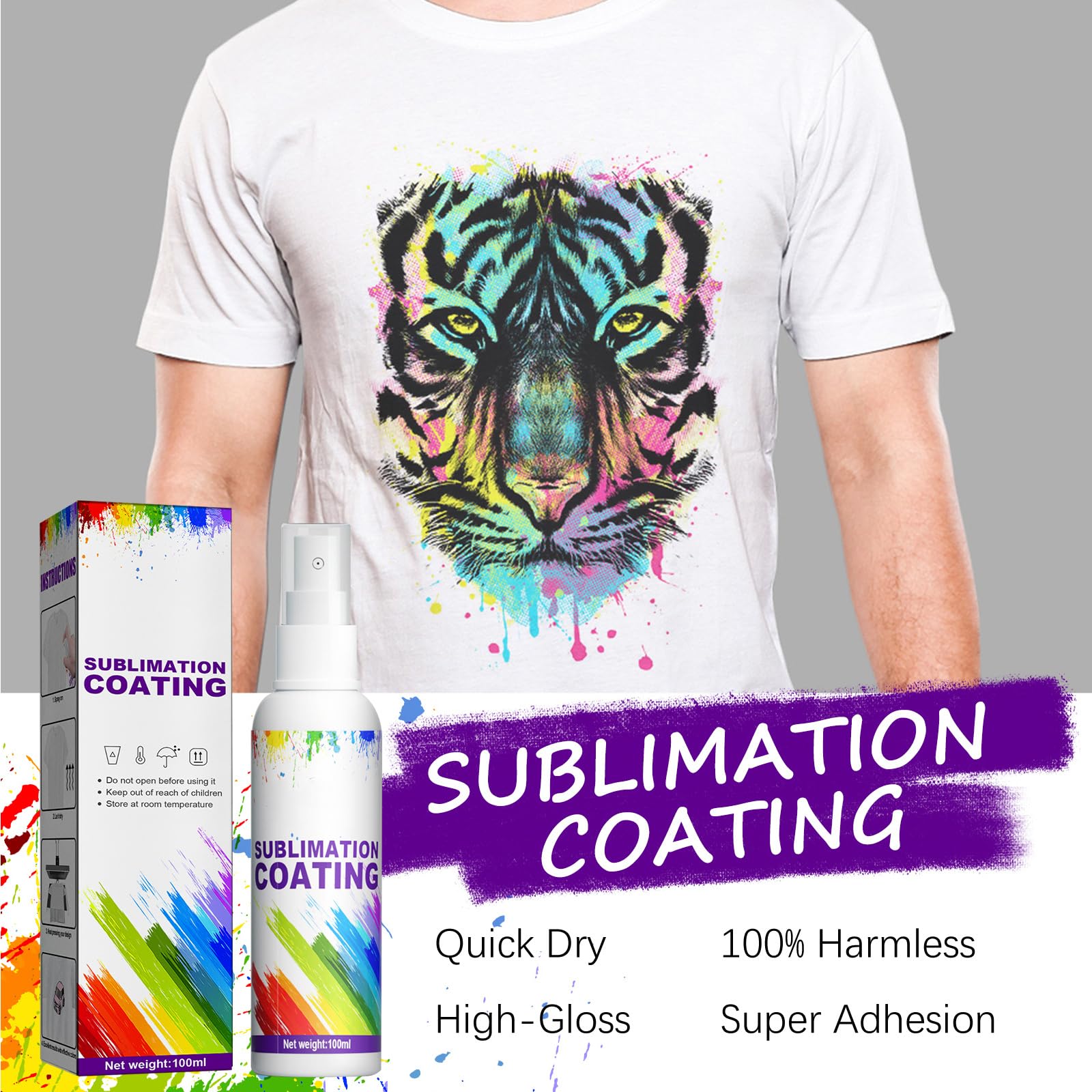 Spray per Sublimazione,Spray di Rivestimento a Sublimazione,Spray per Sublimazione Cotone,Spray per Rivestimento A Sublimazione,Spray a Sublimazione,100 ml