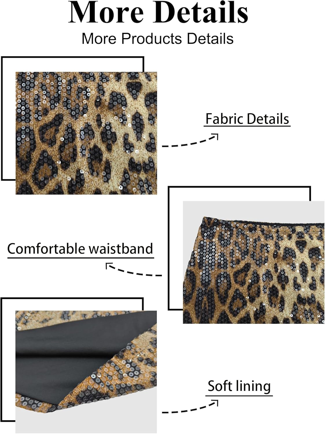 Women's Black Mini Skirt Sequin High Waist Stretch Bodycon Sparkly Short Skirts - Image 4