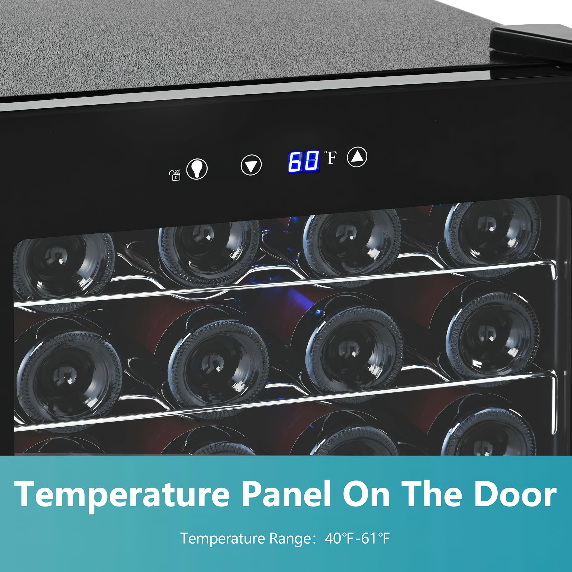 Refrigerador de vino de 45 botellas, pequeño refrigerador de vino integrado para rojo, blanco y champán, mini refrigerador de 4.5 pies cúbicos con temperatura ajustable, negro 4
