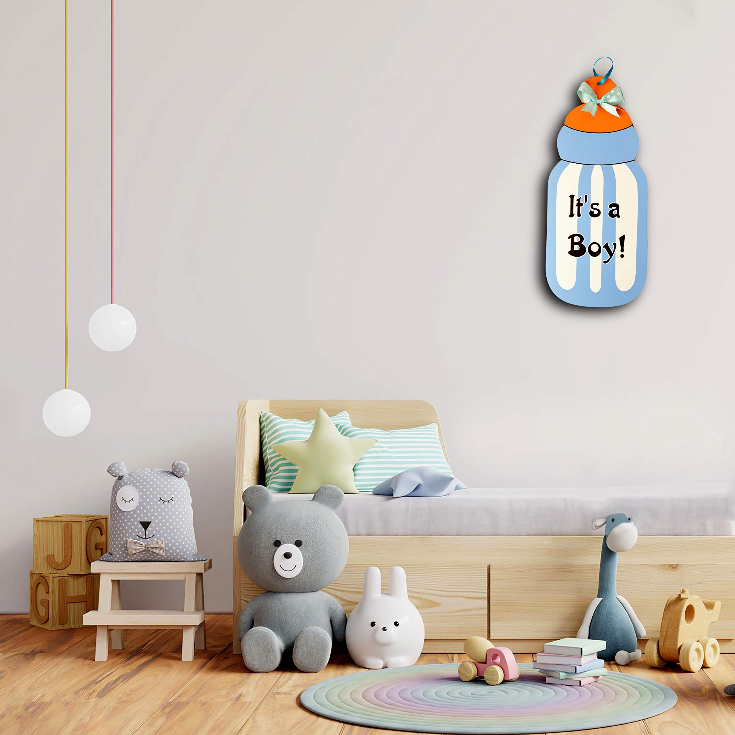Wedpack It’s a boy Baby Bottle, Baby Room Decoration Items, Baby Items for New Born, MDF Board in 4MM, Baby Items, New Born Gift Set Crafted (7"*16") with Wall Hanger-picture-38