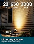 Linkind Éclairage solaire Étanche à l'extérieur IP67, StarRay Lumières solaires extérieures dusk-to-Dawn 3 Modes d'éclairage Spot solaire lumières extérieures pour jardin, cour, paysage (blanc chaud, 6 Boîte)