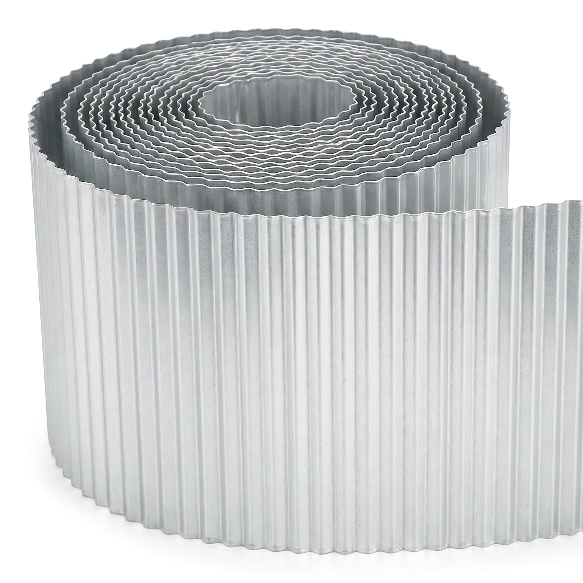 JonesHouseDeco 6m Galvanised Metal Garden Lawn Border Edging Roll, Flexible Garden Plant Border, H10cm, Heavy duty Galvanised Steel Borders Edging Landscape Edging for DIY Flower Beds, Lawns, Pathway