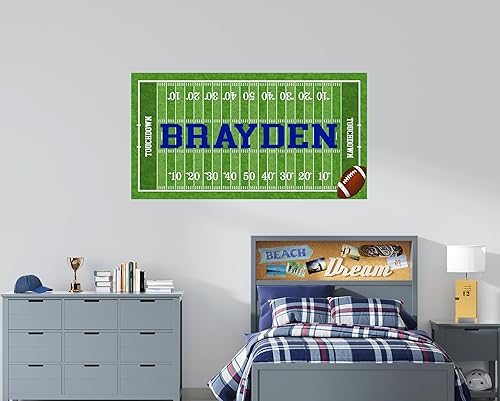 Calcomanía de pared de campo de fútbol con pelota deportiva, calcomanía mural personalizada de campo de fútbol, calcomanía de pared de fútbol para