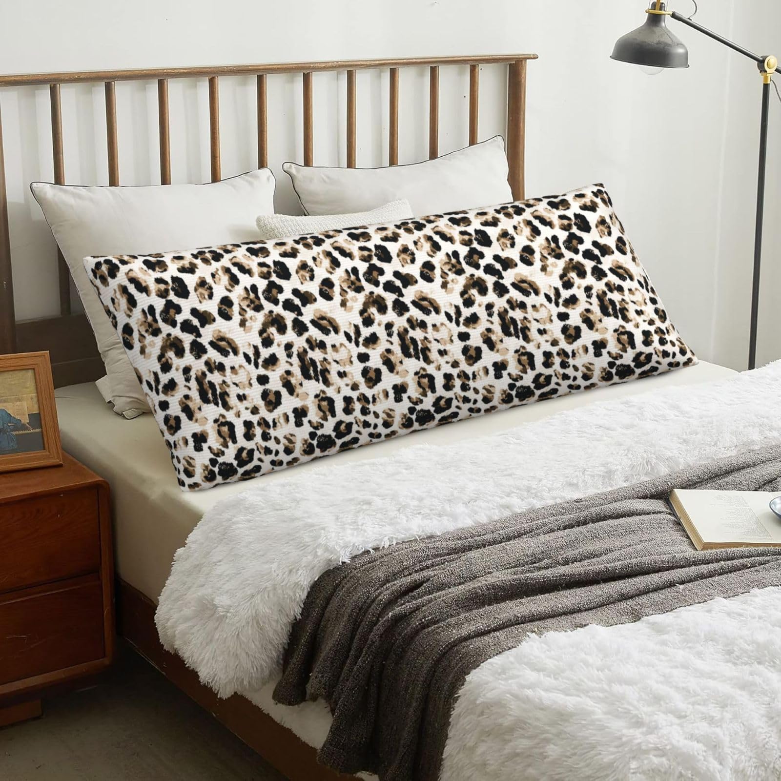 Leopard Pattern, Body Pillow Cover with Zipper,Long Body Pillowcase 20 x 60 in