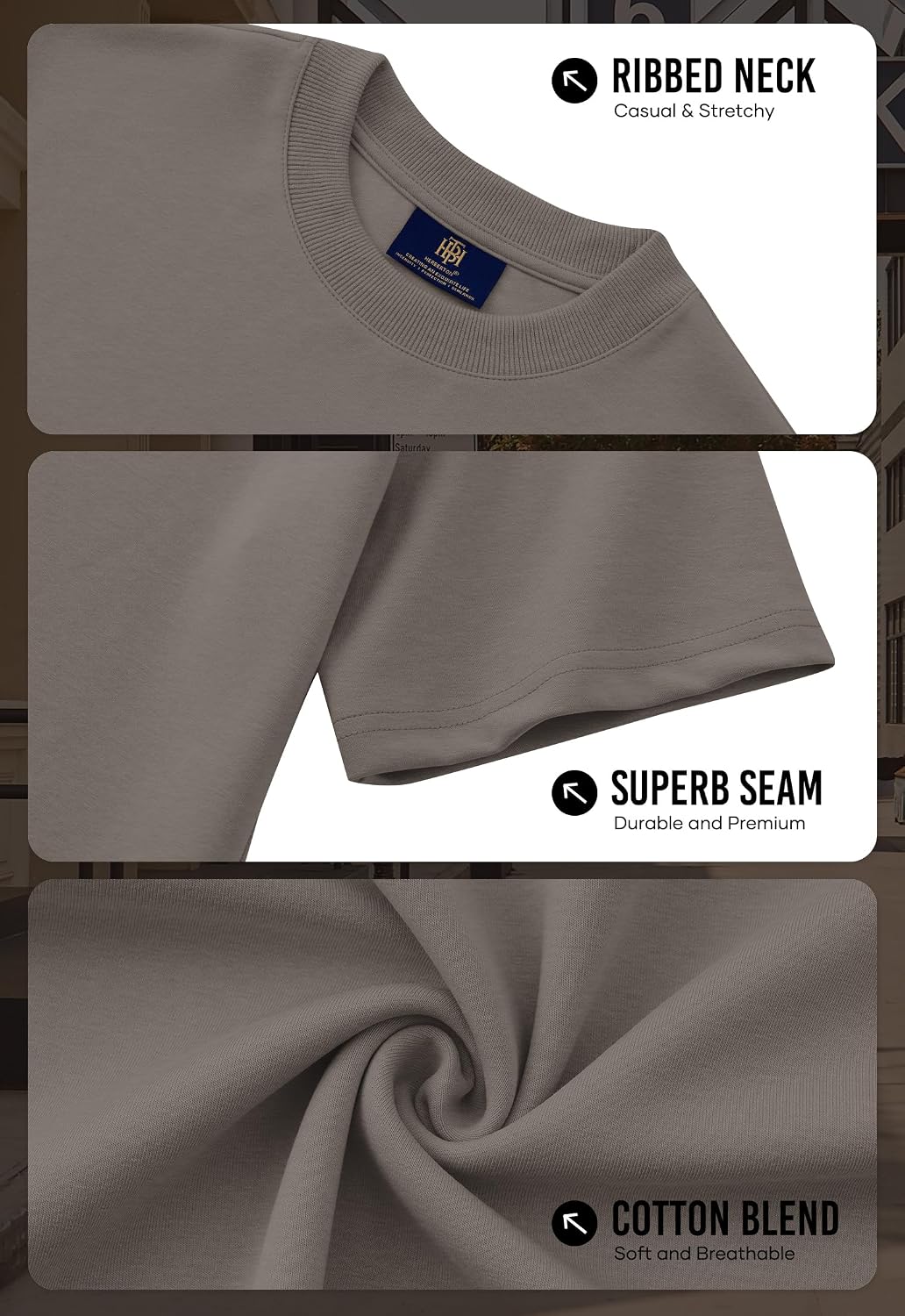 Mens Oversized T-Shirts Heavyweight Cotton Stretch Fashion Thick Tee Tops (S-3XL)