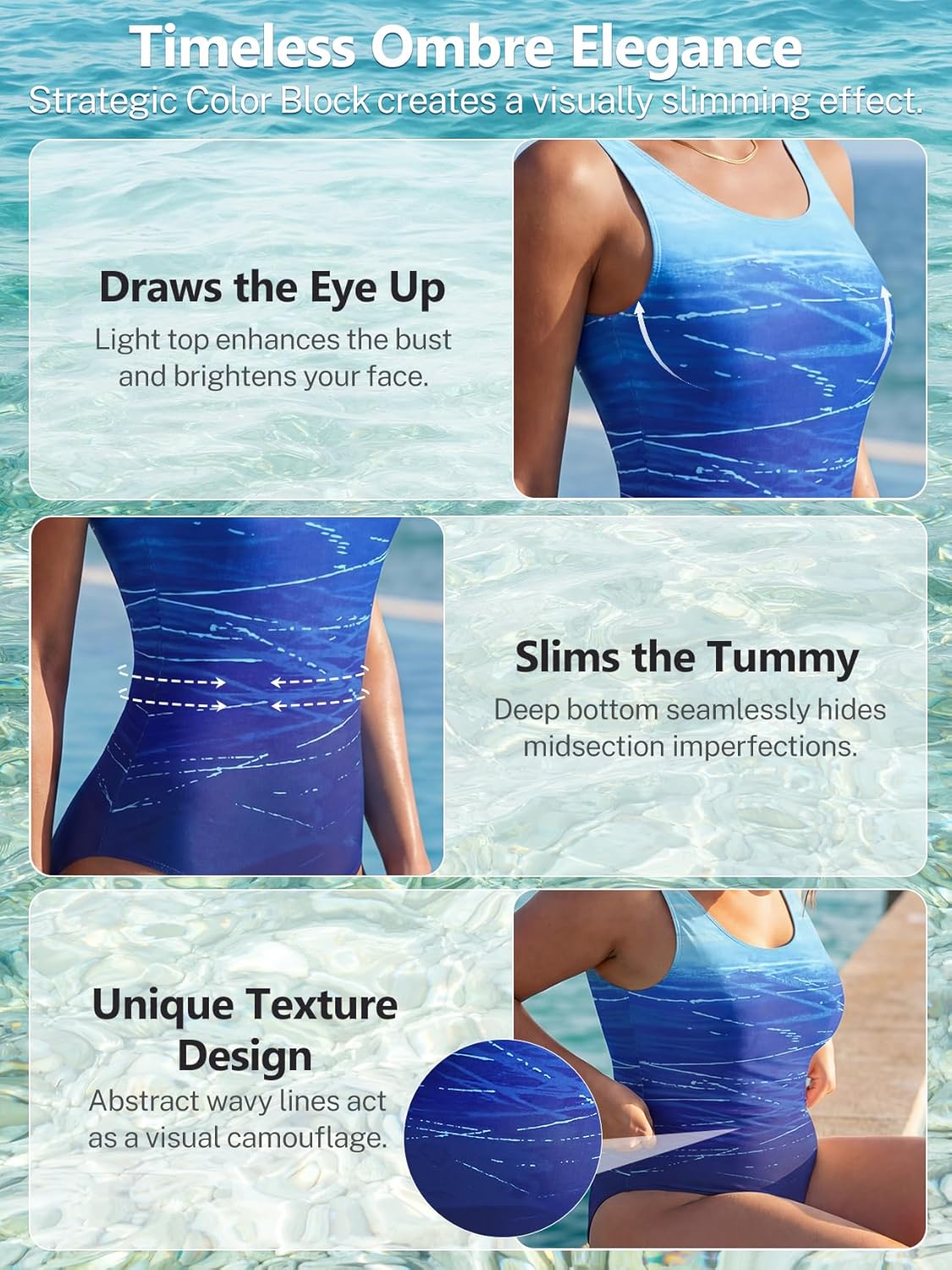American Trends Athletic One Piece Swimsuits for Women Modest Bathing Suits Criss Cross Back Water Aerobics Swimwear