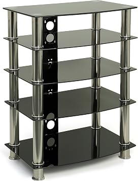 Galago Black Glass TV/Hi-Fi Stand