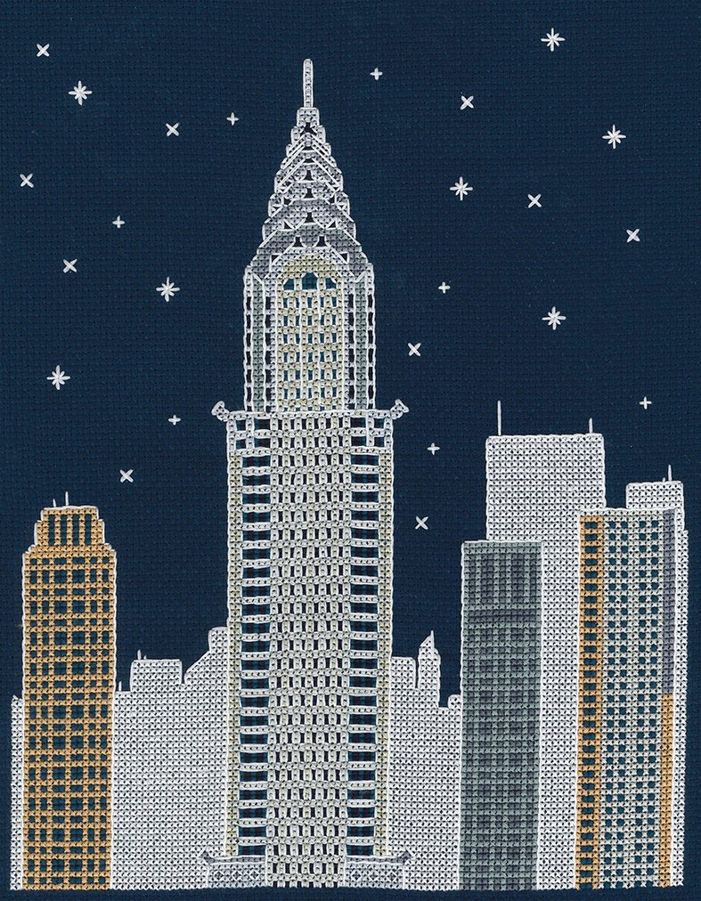 DMC New York by Night Kit, Includes Aida Fabric, Needle, Stranded Cotton Threads and Instructions