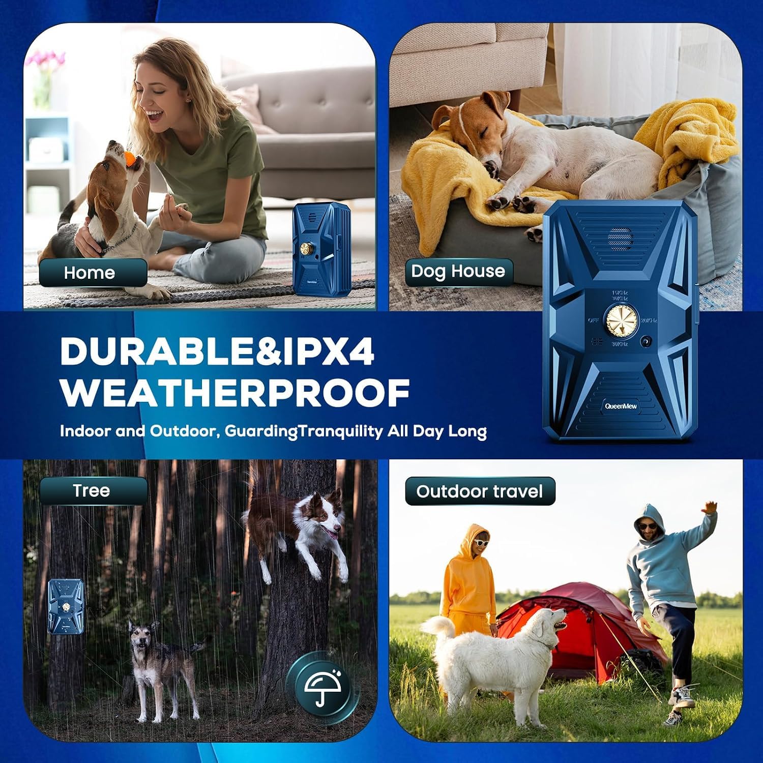 Anti Bell Gerät Hunde, 3 Modi Antibell Ultraschall Gerät, 33 Fuß Stopp Hundebell Gerät, IPX4 wasserdichtes Antibell für Hunde für das Training Großer Kleiner Hunde im Freien und Innenbereich