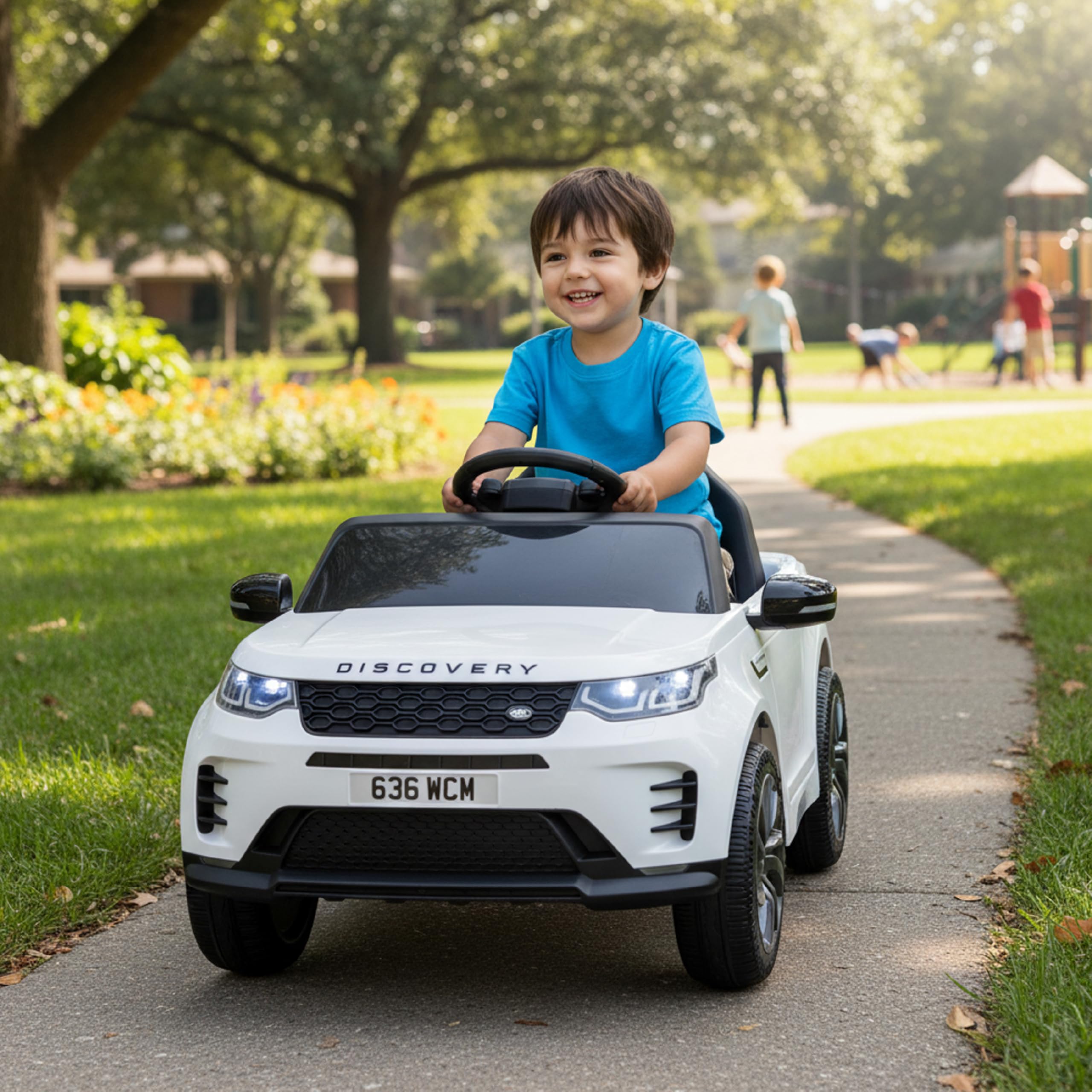 Baroni Toys Baby Car Land Rover Macchina ELettrica per Bambini da 3 Anni, Auto con Telecomando Parentale, Doppia Veloticà. Retromarcia, 95x61x51cm (Bianca)