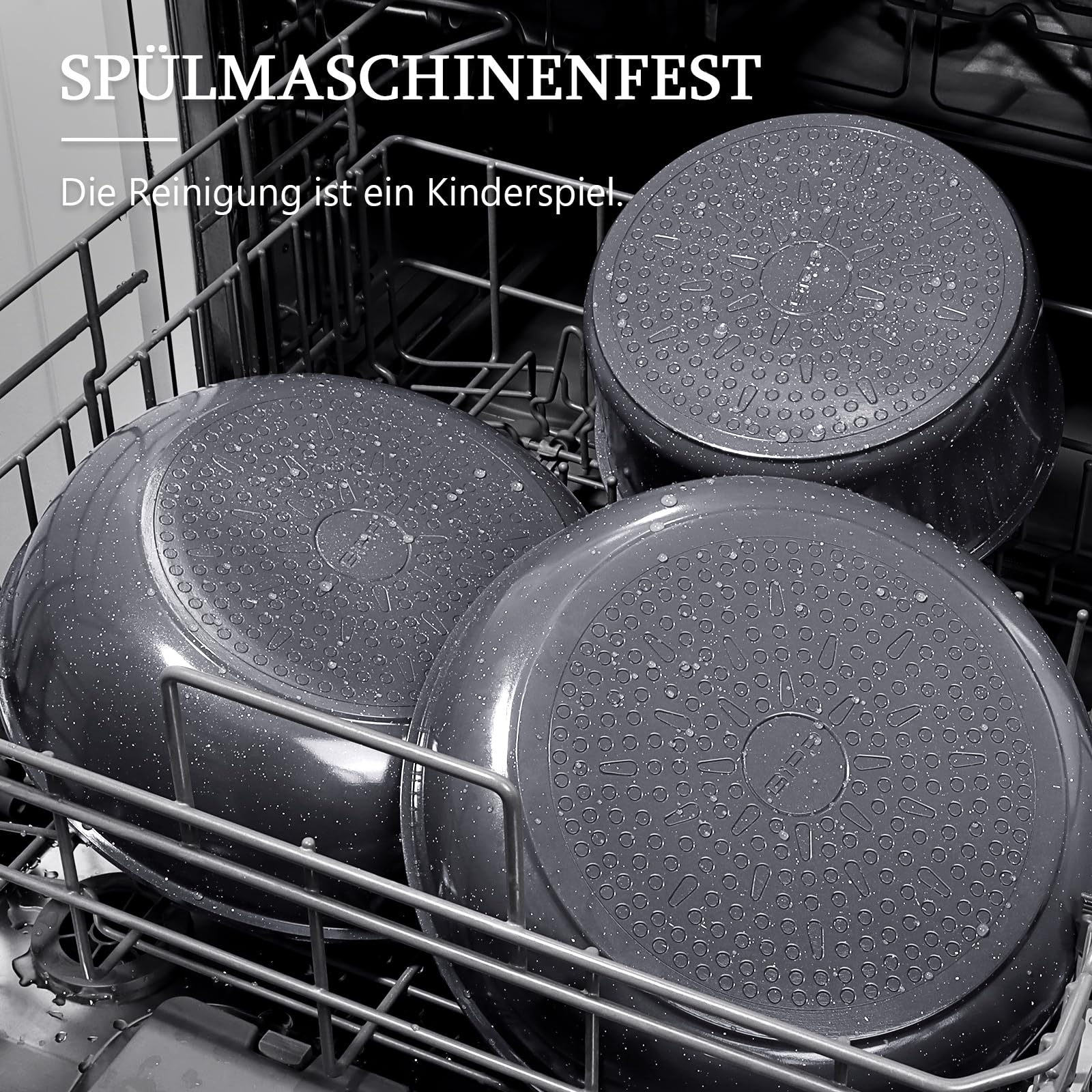 GiPP Set di Pentole e Padelle Ceramiche Antiaderenti 5 Pezzi con Manico Amovibile - Cucina Sana per Camper, Senza Tossine, Compatibile Induzione Forno Lavastoviglie