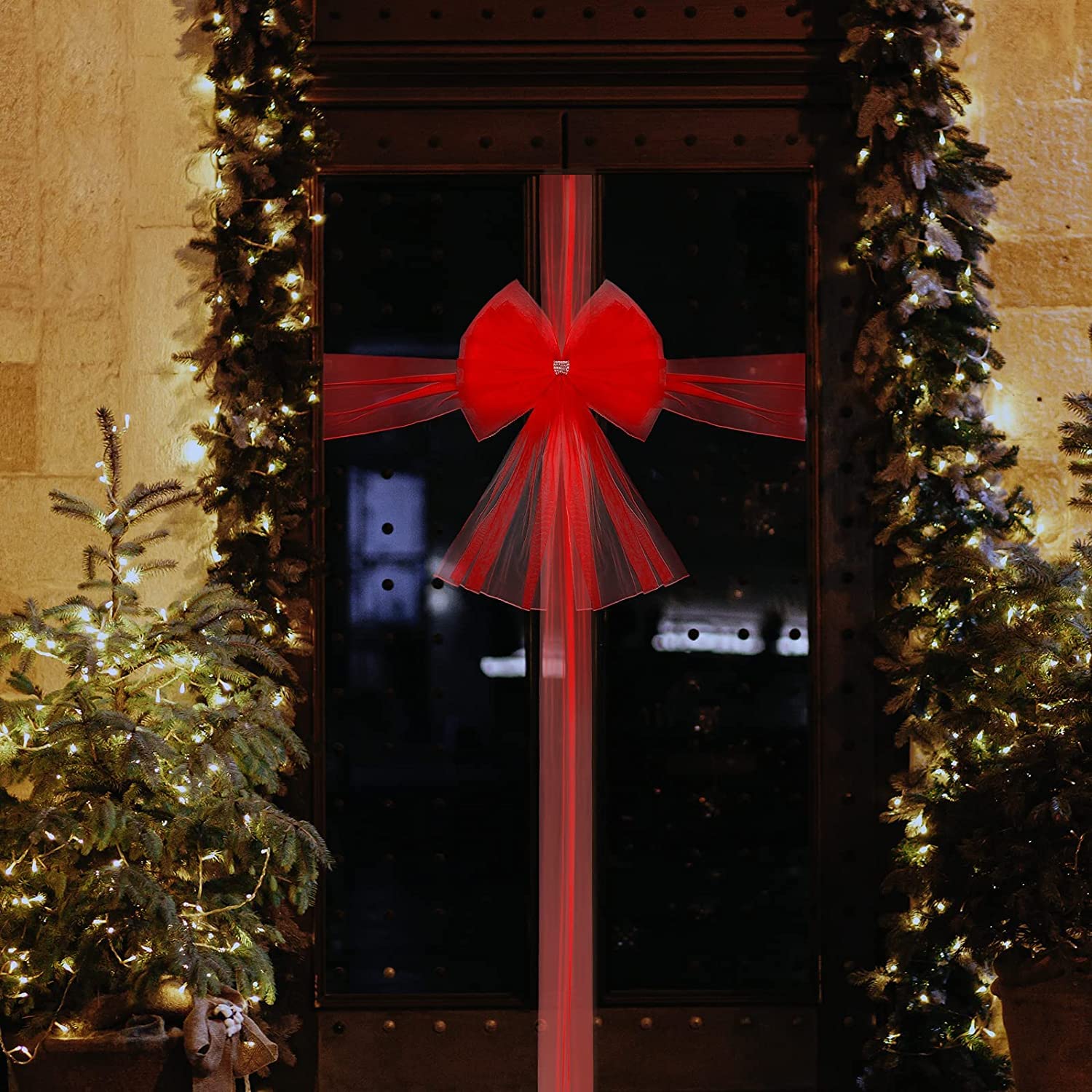 Nœud De Porte De Noël En Toile De Jute - Déco Festive Pour Porte, Fenêtre Ou Cheminée, Facile à Installer - 6
