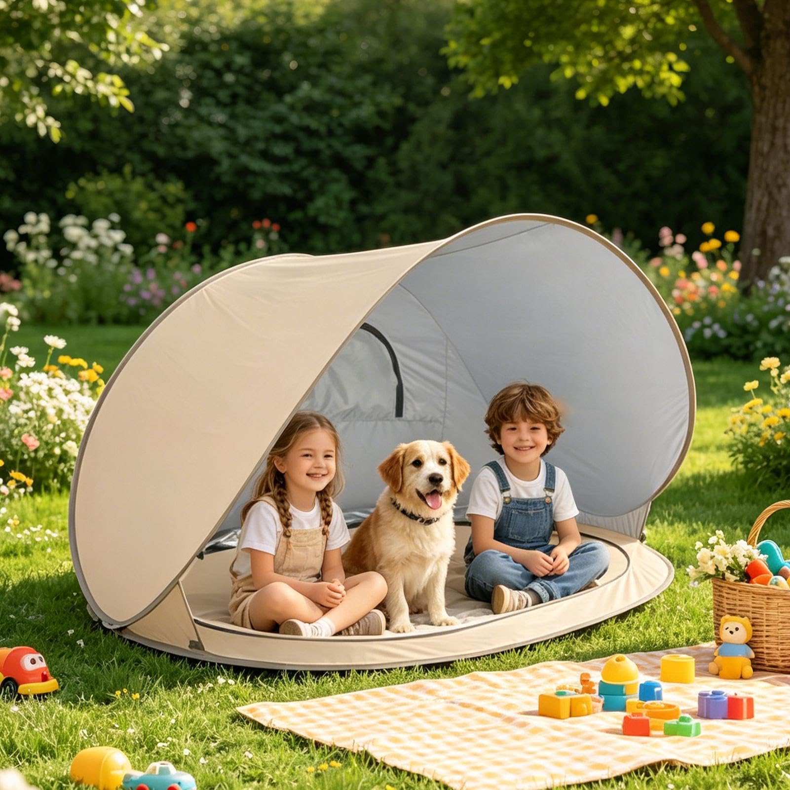 Tentes De Plage Portatives Auvent Extérieur Portable Avec Protection UV | Abri Solaire de Plage Pour 2 À 3 Personnes, Pique-Nique En Plein Air, Estival, Randonnée Avec Sac À Dos, Et La Pêche