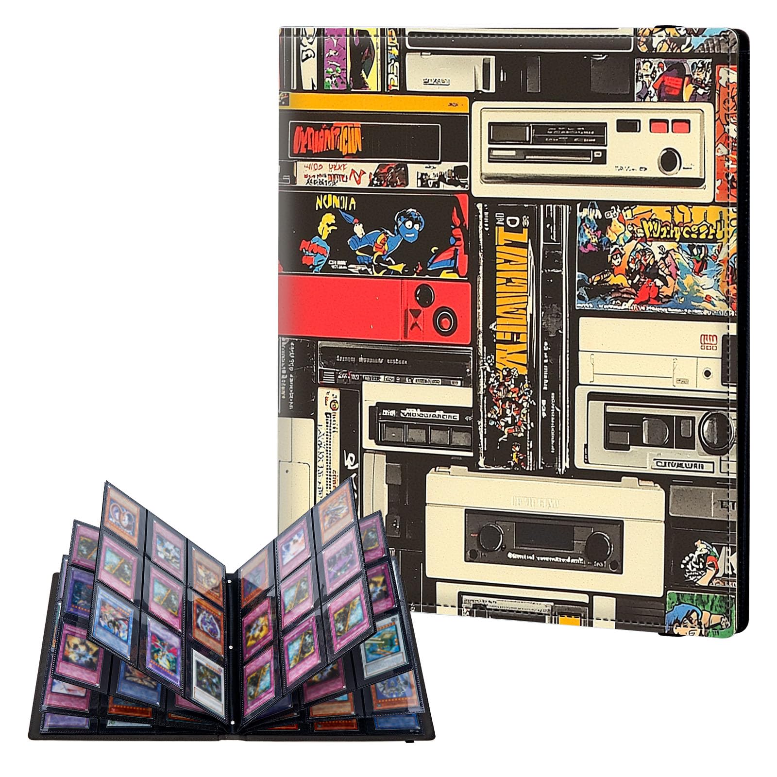 ETLKJVBL 9 Pocket Trading Card Binder, Card Collection Binder for TCG, MTG, Sports Cards, Baseball, Retro Cassette Tape Trading Card Book Holder for Collectors, Top Loader Binder — image 1