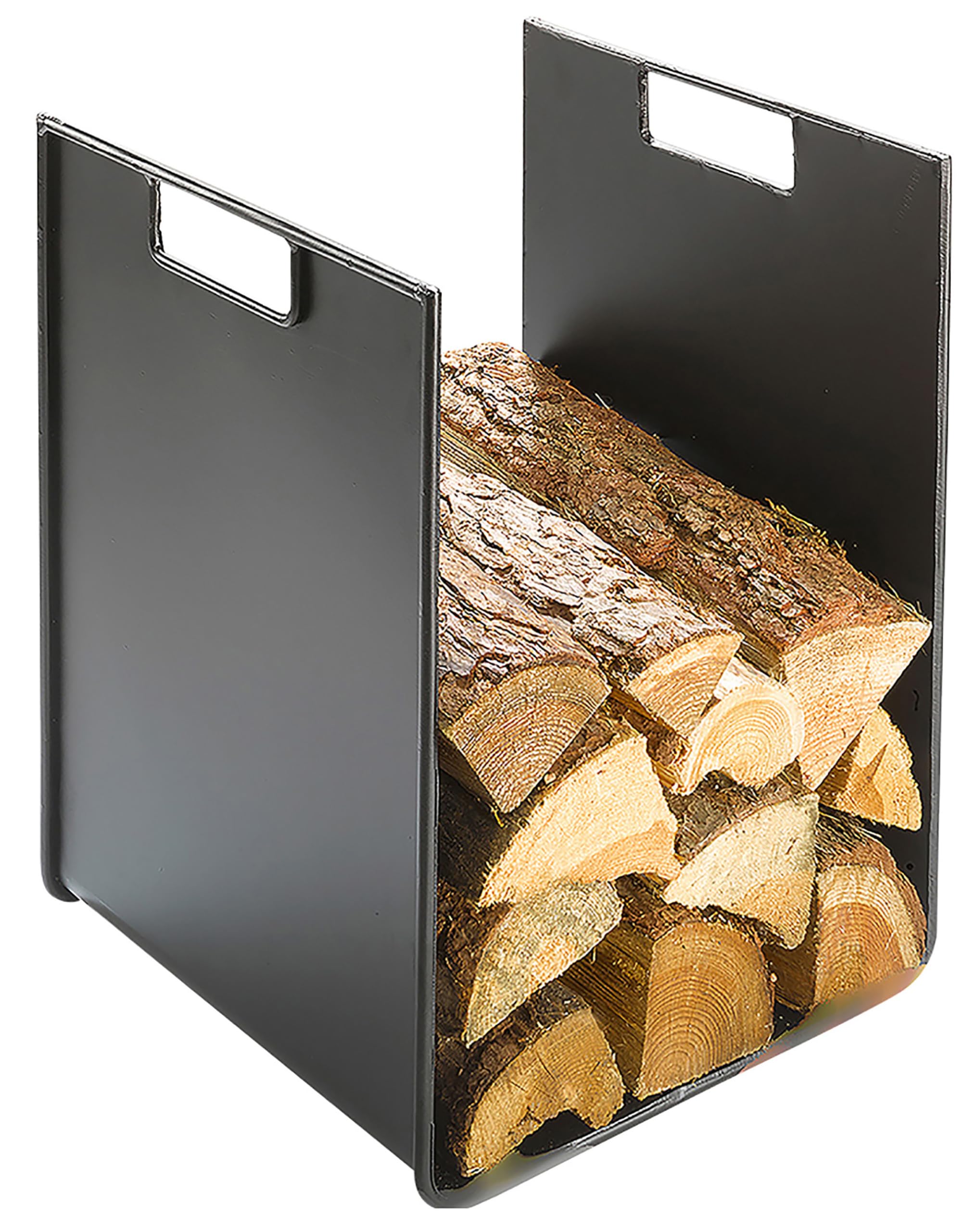 Kobolo Modernes Kaminholzregal aus Metall hoch lackiert 44 cm Schwarz