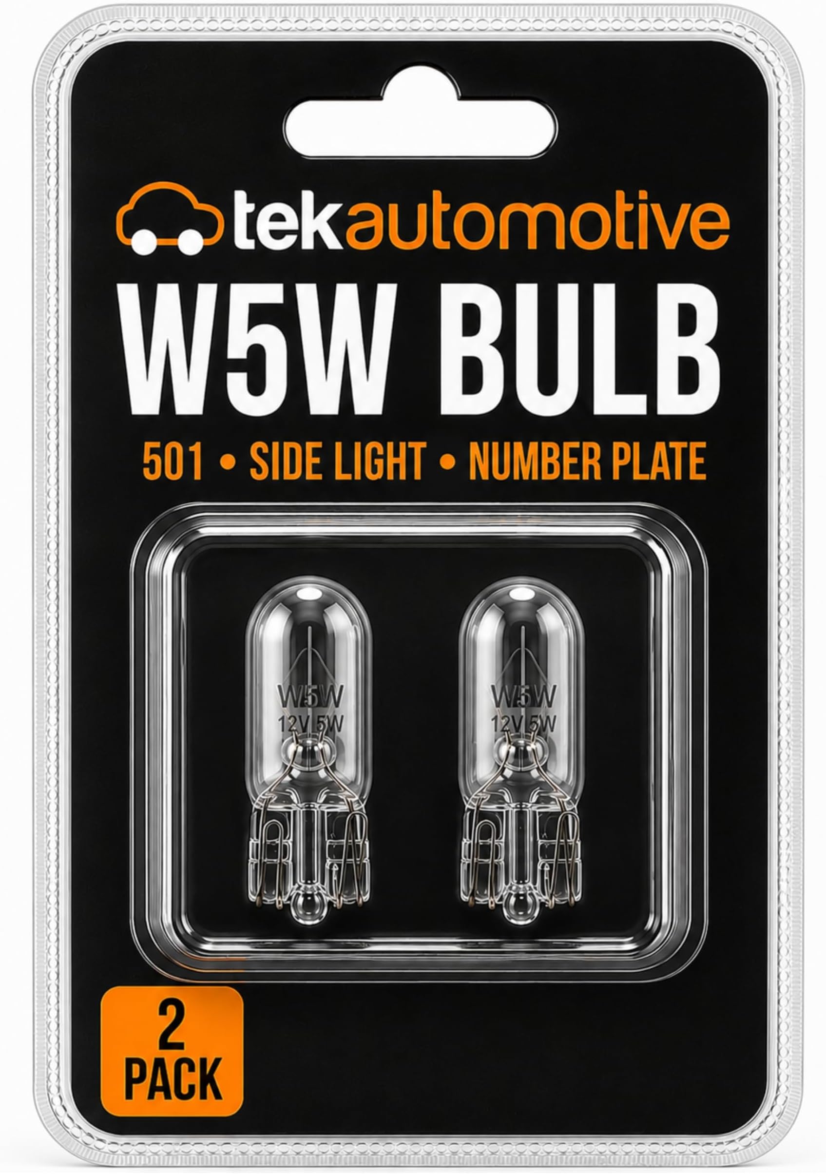 Tek Automotive 501 W5W Bulb 12V 5W Capless Side Light Bulbs - Twin Pack