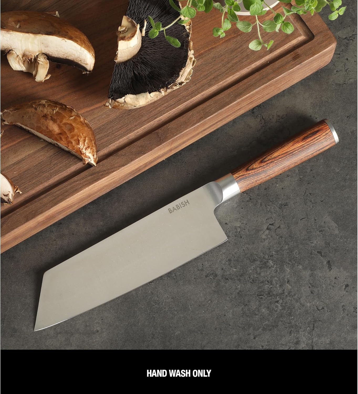 Babish 7.5-Inch Clef Knife – High-Carbon 1.4116 German Steel Kitchen Knife with Dark Pakka Wood Handle, Chef & Cleaver Hybrid for Chopping, Slicing & Prep, Full-Tang, Razor Sharp, Ergonomic Design