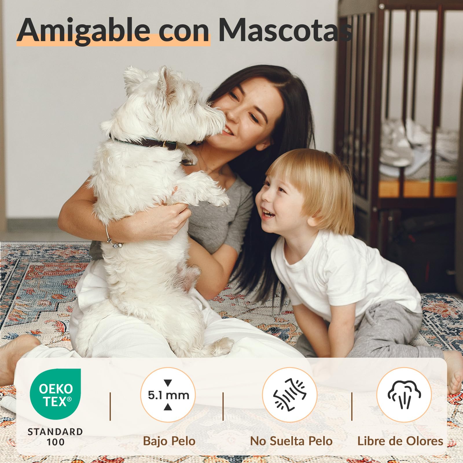 INOVADAY Alfombras Lavable en Máquina 90x150 cm Vintage Bajo Pelo Alfombra Estampado Tapete para Salón de Estar, Dormitorio, Oficina en Casa Beige/Azul/Naranja