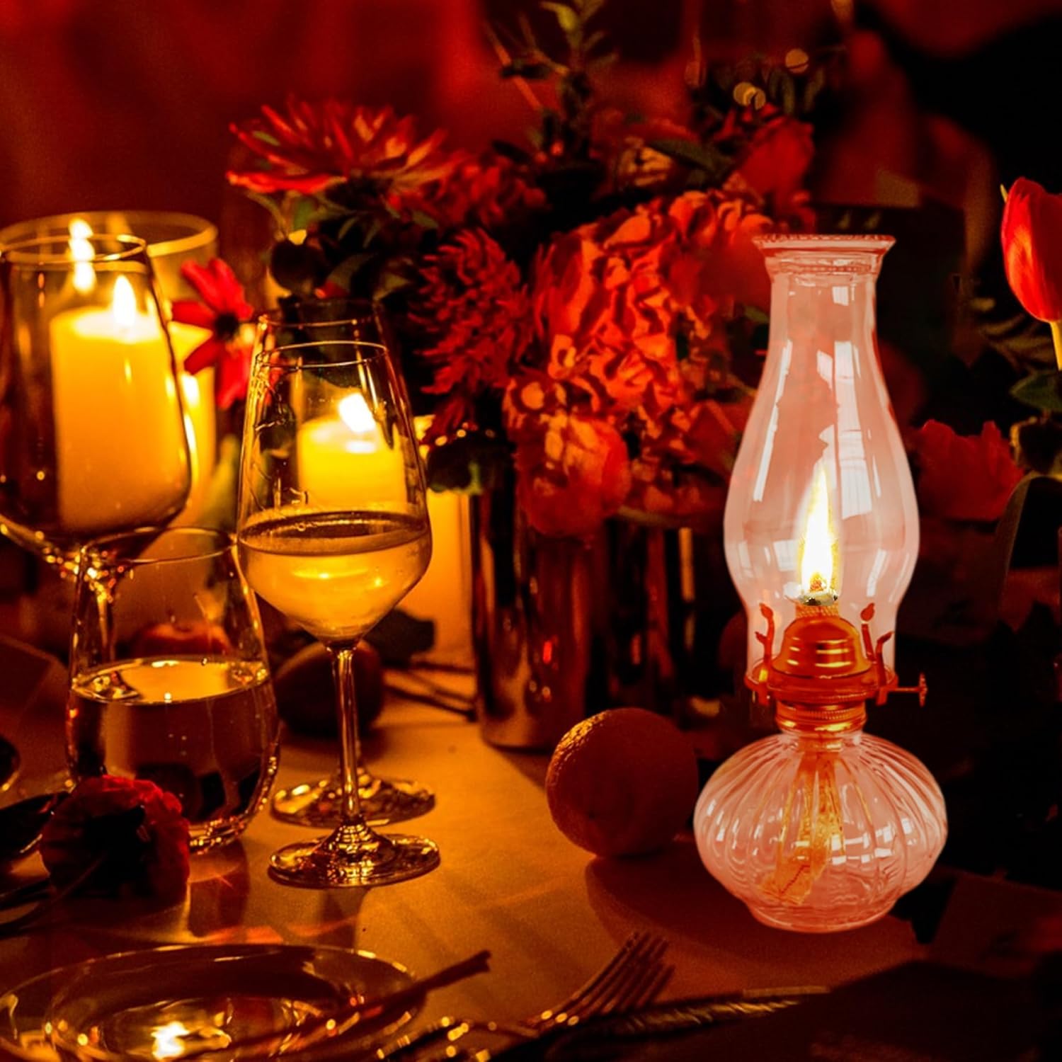 Oil Lamp Glass Kerosene Lantern Vintage Glass Kerosene Lamp Hurricane Lamp for Indoor Use Home Indoor Use