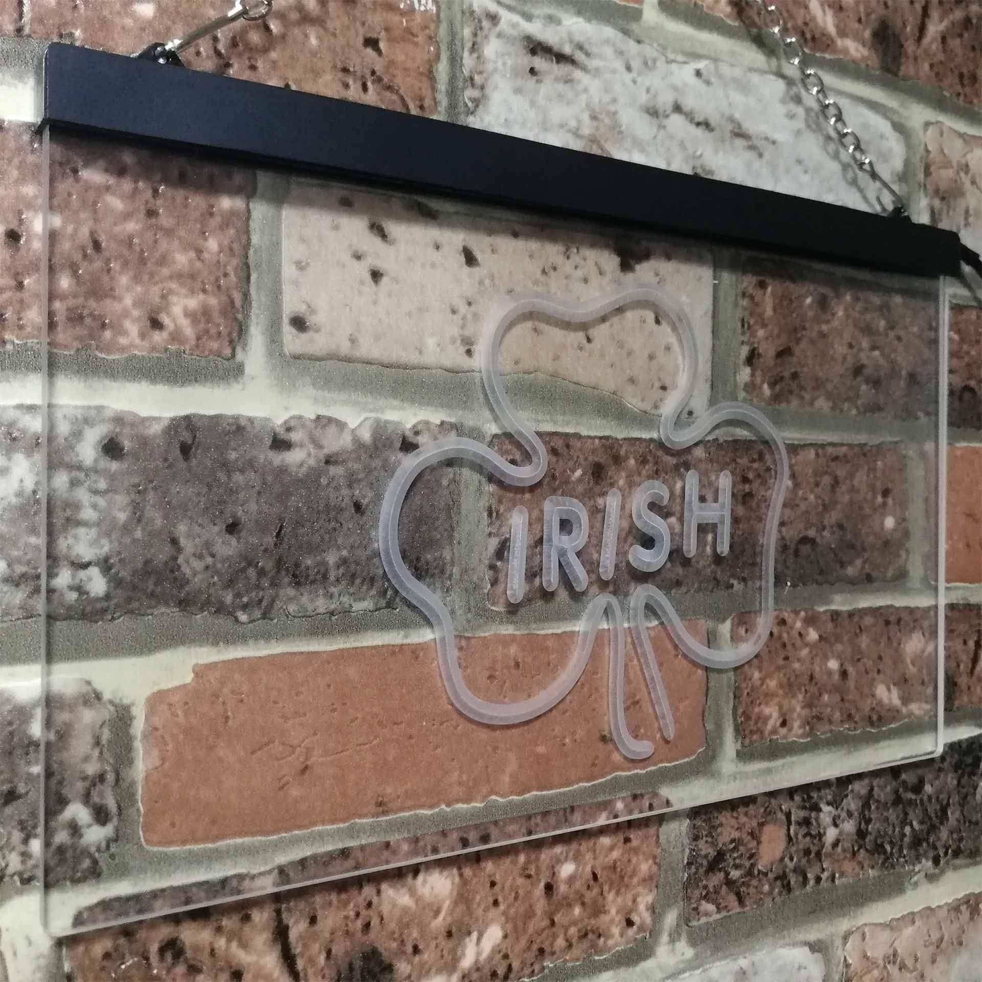 Irish Pub Shamrock Bar Club Display Dual Color LED Enseigne Lumineuse Neon Sign Blanc et vert 600 x 400mm st6s64-i0599-wg