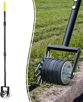 Colwelt Wheel Rotary Edger Lawn Tool 59, Manual Lawn Edger with Extra-Wide Rubber Wheel, Lawn Edgers Manual with Reinforced Bracket, Grass Edger Edging Tool for Landscaping, Sidewalk, Driveway, Yard