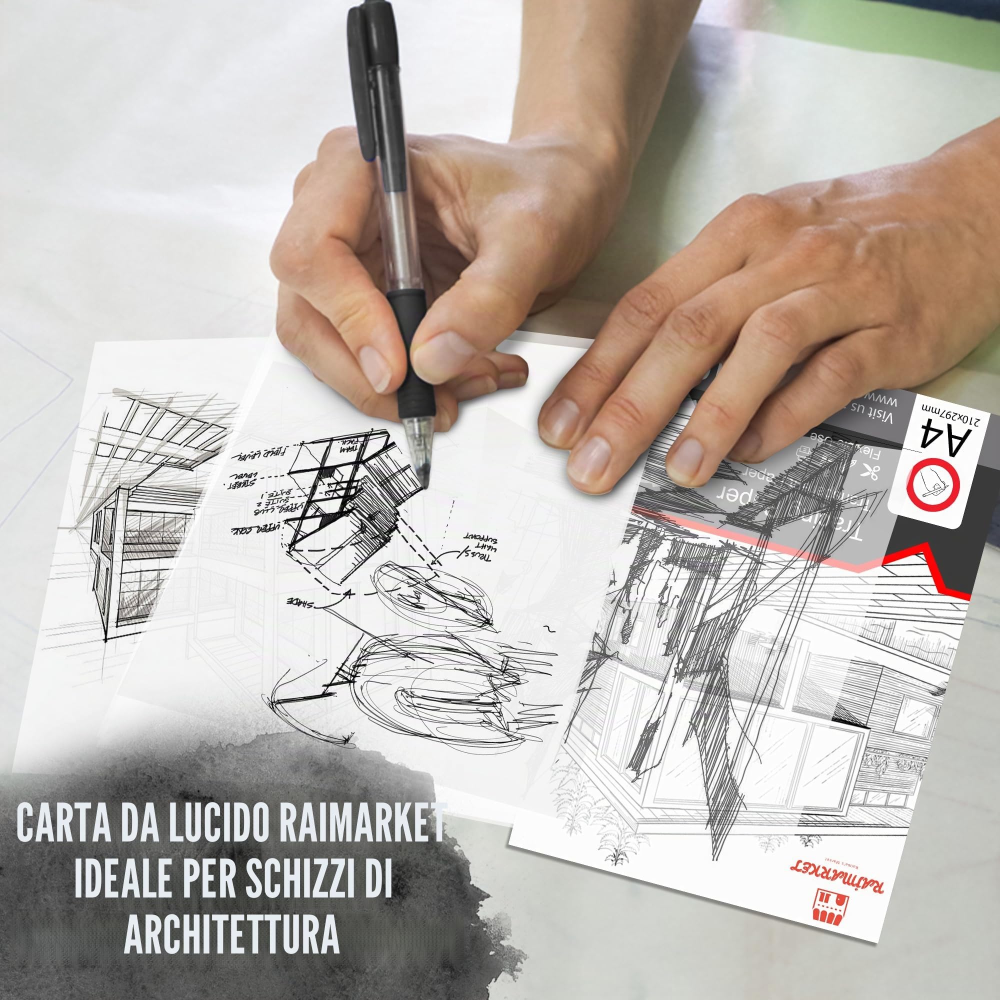 RAIMARKET Carta da Ricalco Premium - Fogli Trasparenti per Disegni Tecnici, Schizzi, Progetti Creativi e Architettonici - Ideale per Artisti, Designer e Fai-da-Te