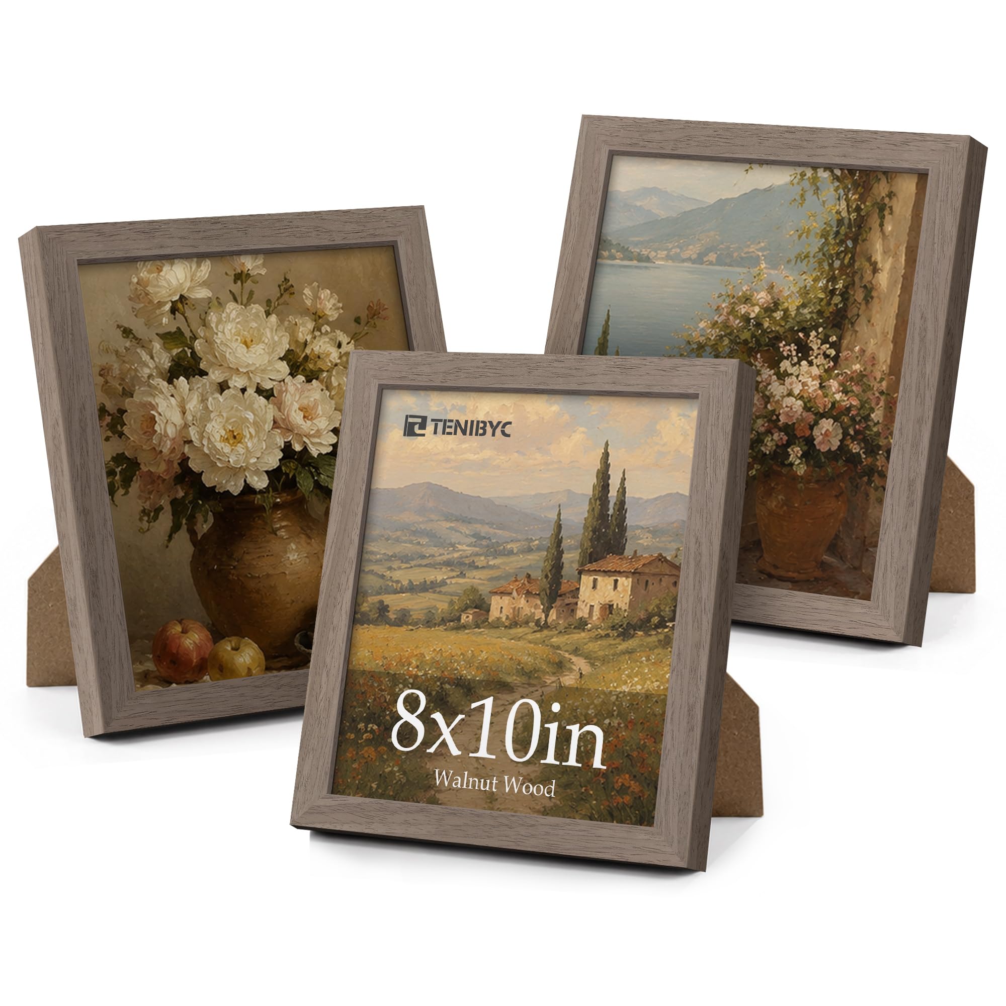 Cadres photo bois massif avec verre HD pour décoration murale claire