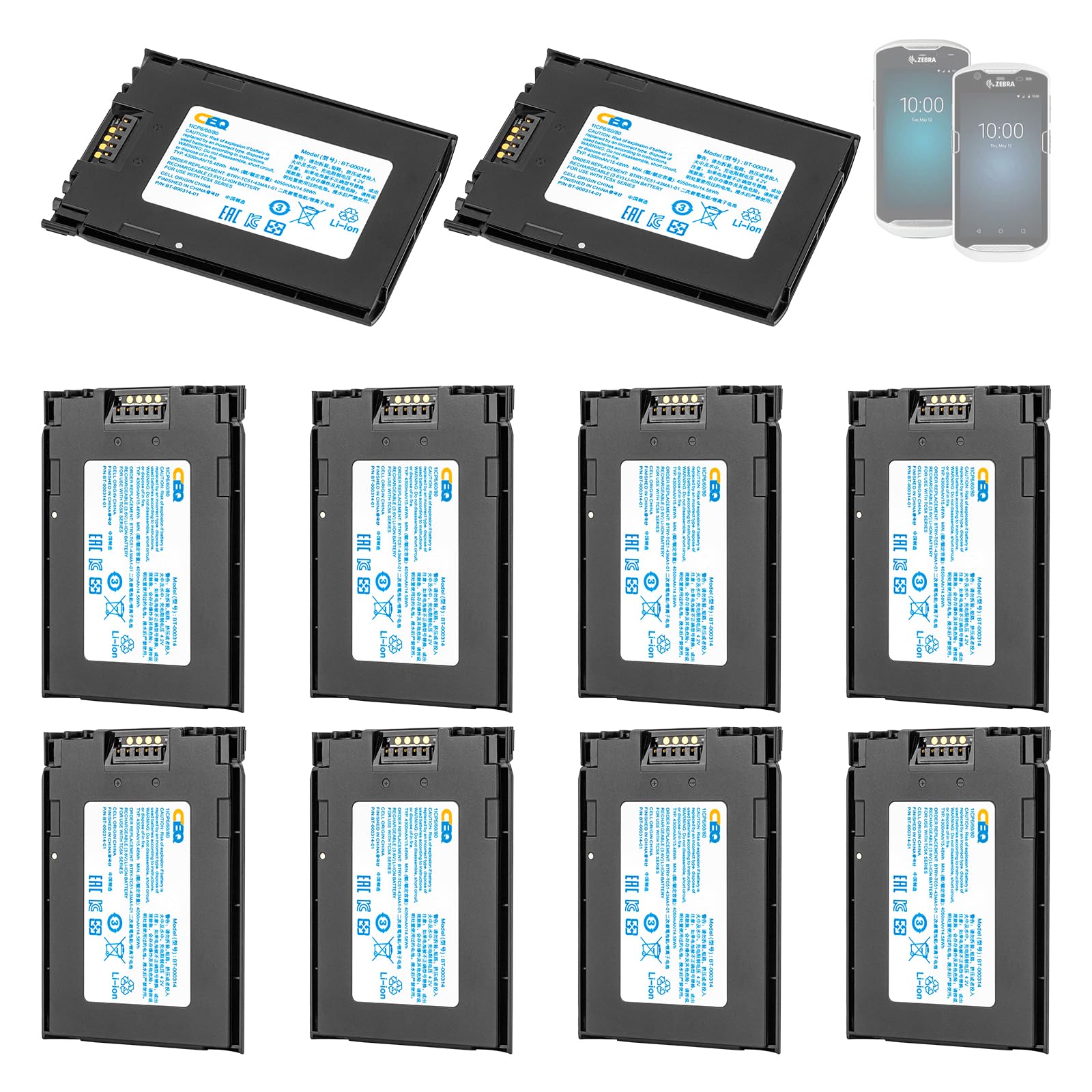10Pack for Zebra TC57 Scanner Battery BT-000314 Replacement for TC51 TC52