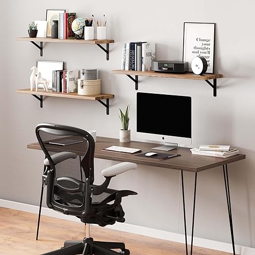 Miniatura 7 de Wallniture Forme - Estantes flotantes rústicos de 36 pulgadas de largo x 10 pulgadas de profundidad para almacenamiento de pared, estantería de