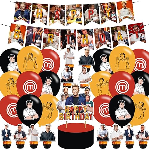 Miniatura 1 de Gordon Ramsay - Suministros de fiesta de cumpleaños con temática de maestro chef, decoraciones de globos de chef maestro para fiesta de Ramsay