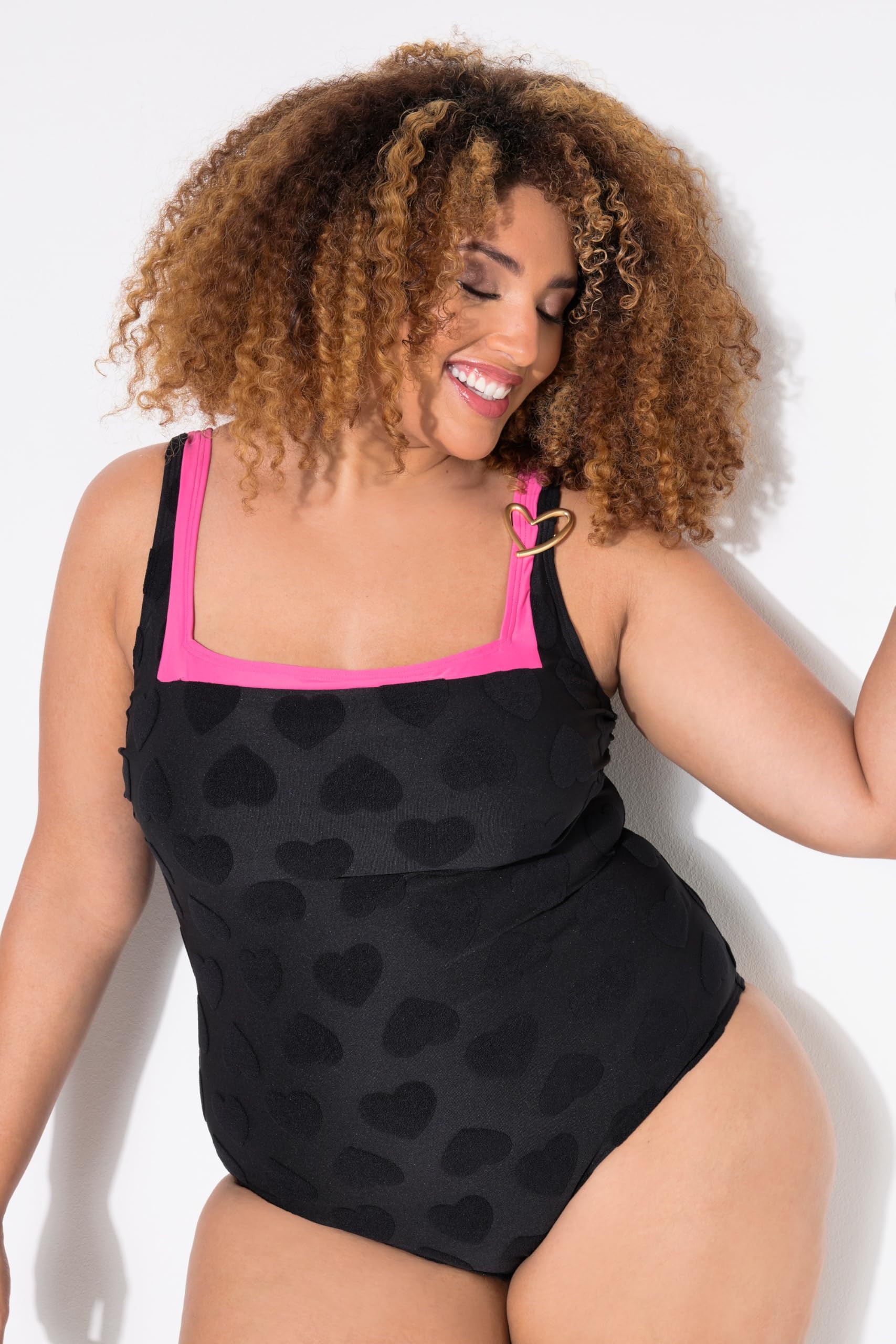 Ulla Popken Badeanzug Lisa, Herzstruktur Costume Intero Donna
