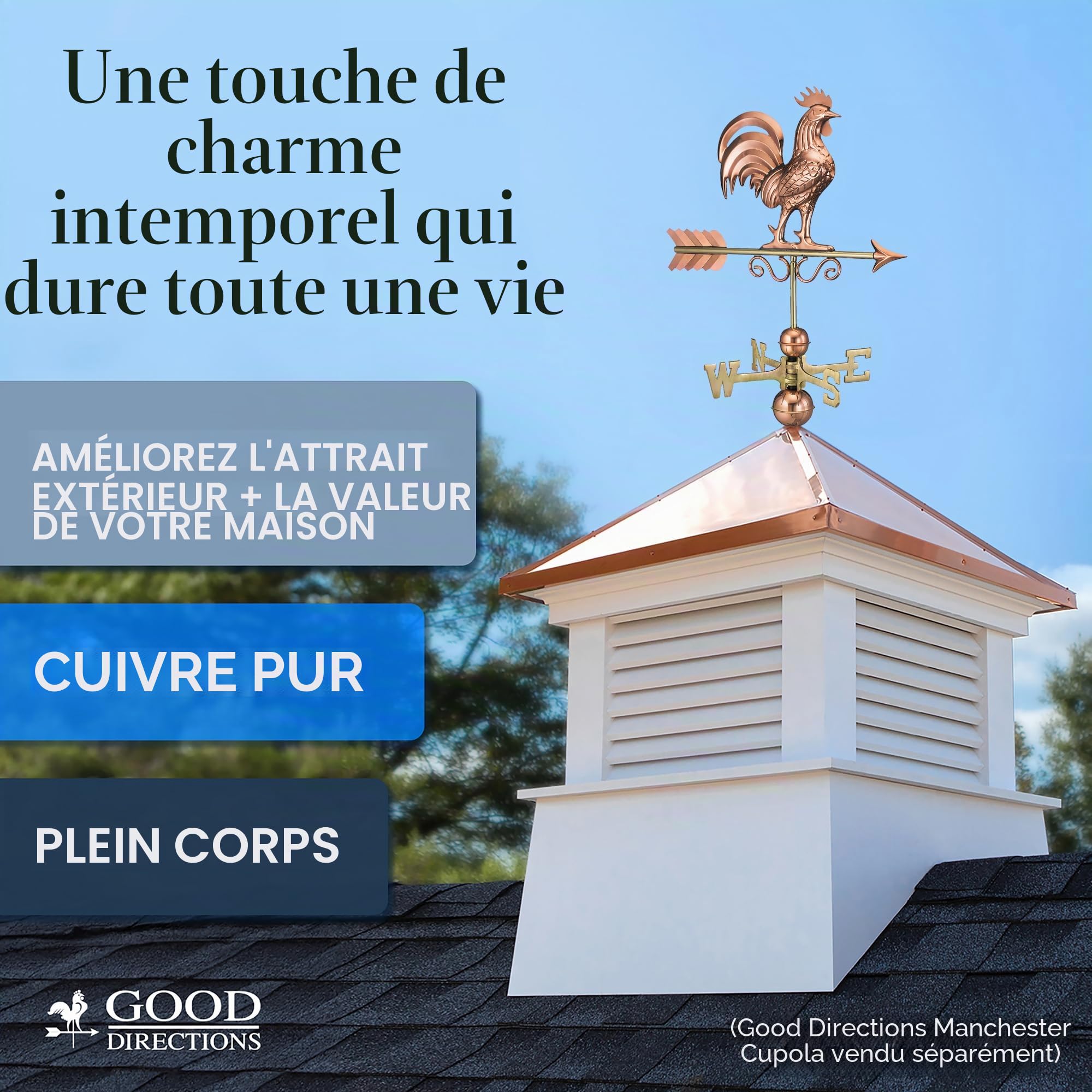 Good Directions Girouette Bantam en cuivre Pur