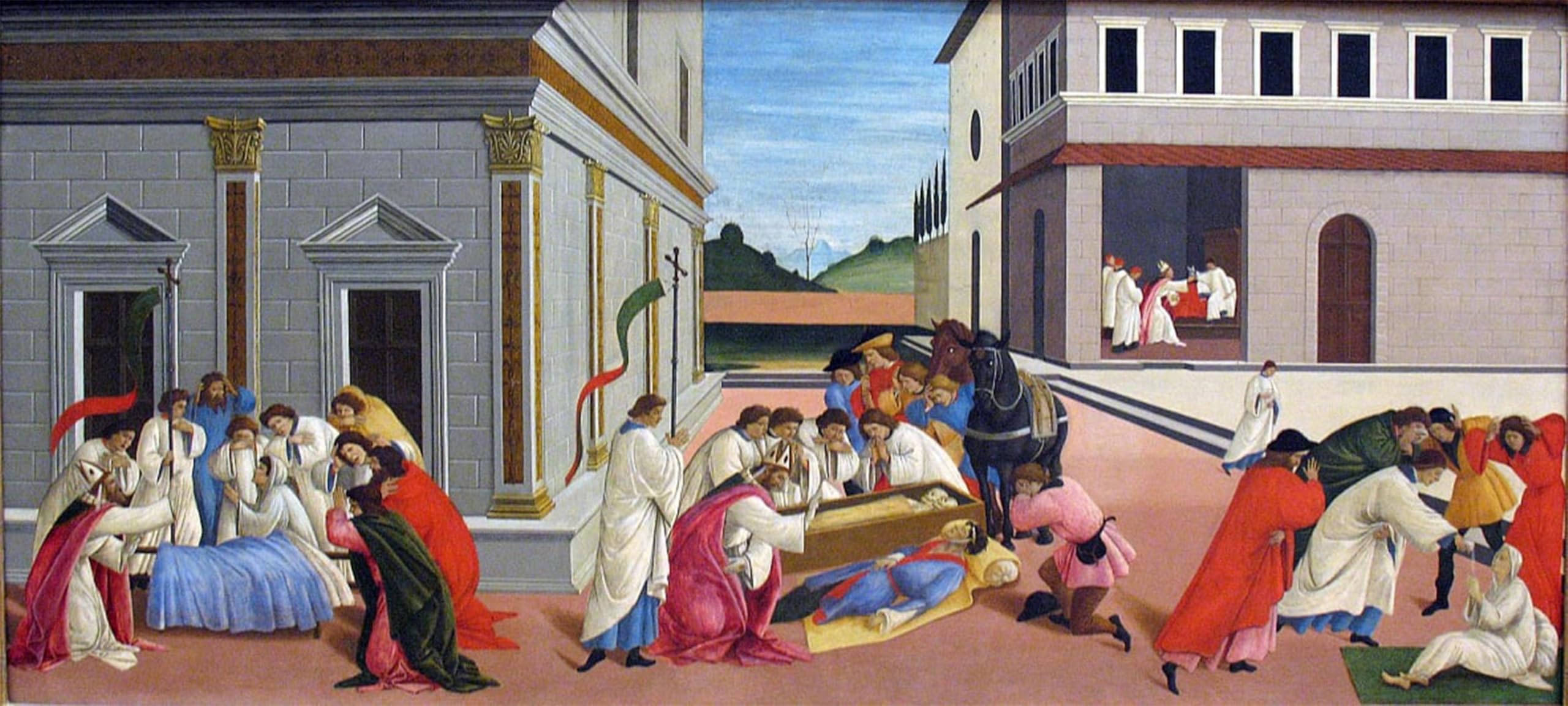 Tableau Toile Trois miracles de saint Zénobe de Botticelli d'Art 60x90cm