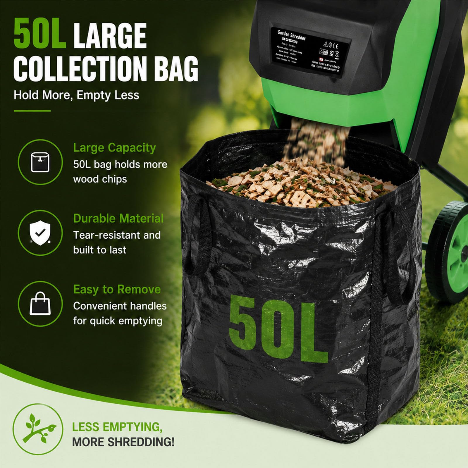 Trita Foglie e Rami da Giardino 10,7kg Taglio 39mm