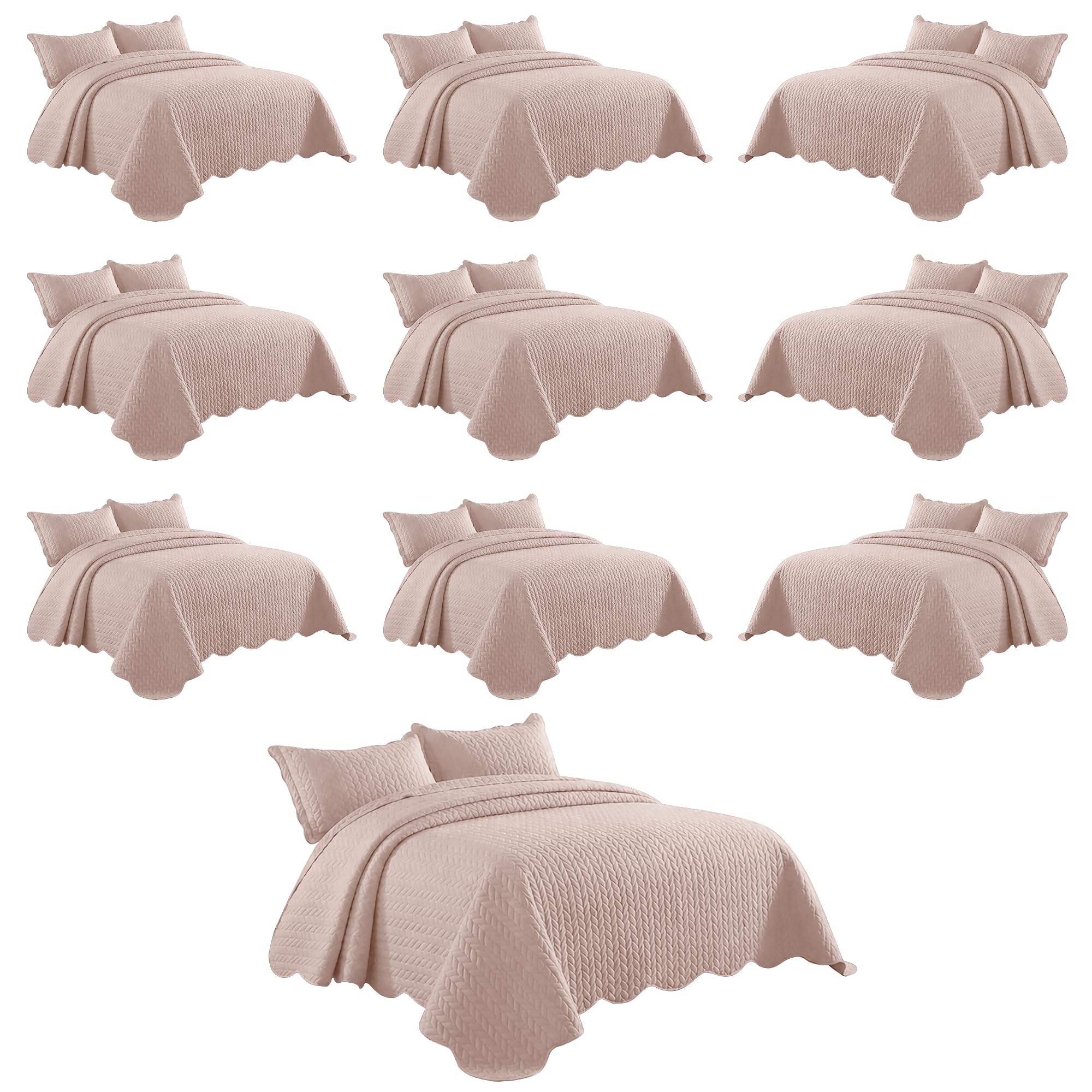 IR Imperial Rooms Twin Quilt Baby Pink Leaf 10 Pack for Hotel Guest Bedroom