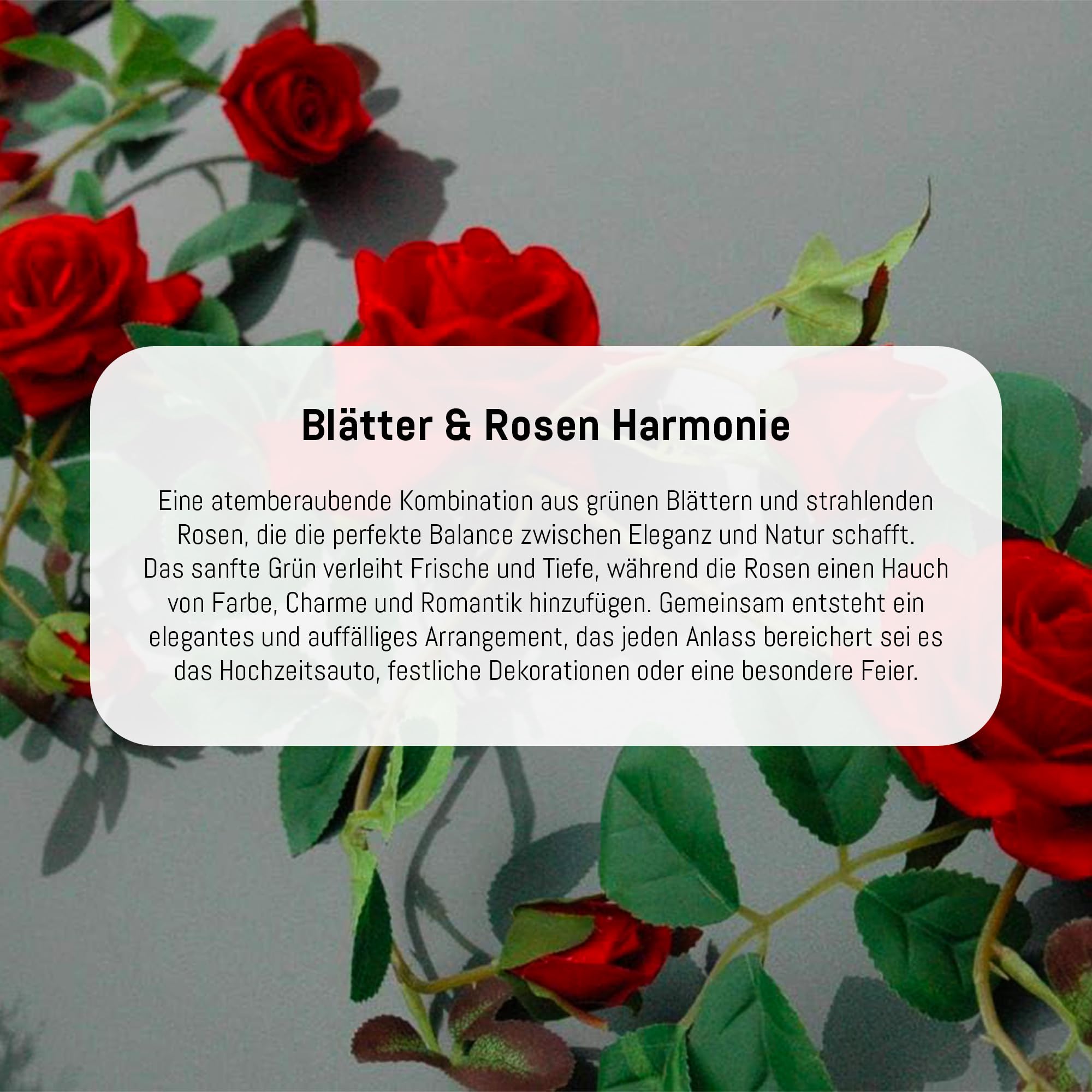 Autoschmuck Guirlande de roses pour voiture, Décoration de mariage