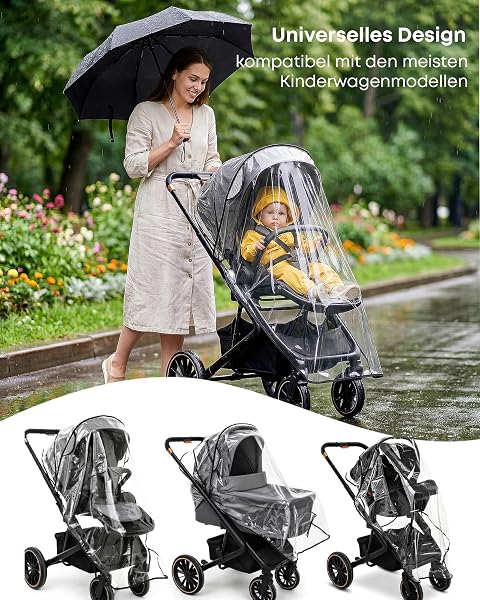 BabyVoyage Universal-Regenschutz Kinderwagen, Schadstofffrei, Buggy Regenschutz Gute Luftzirkulation, Reise Wetterschutz für Winddicht, Staub, Sonne - 3