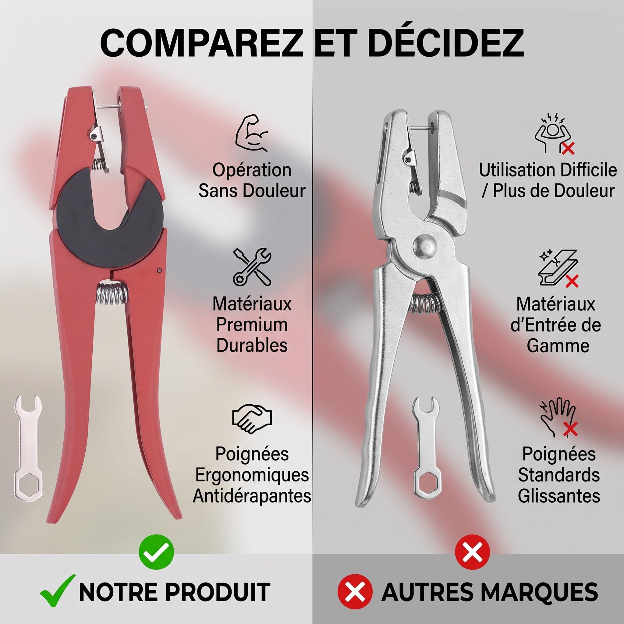 Zerodis Pince pour étiquettes D'oreille de Bétail, Outil D'identification D'animaux Indolore avec Ressort Solide et Poignée Antidérapante, pour Porcs, Moutons, Bovins, Chèvres, Chiens