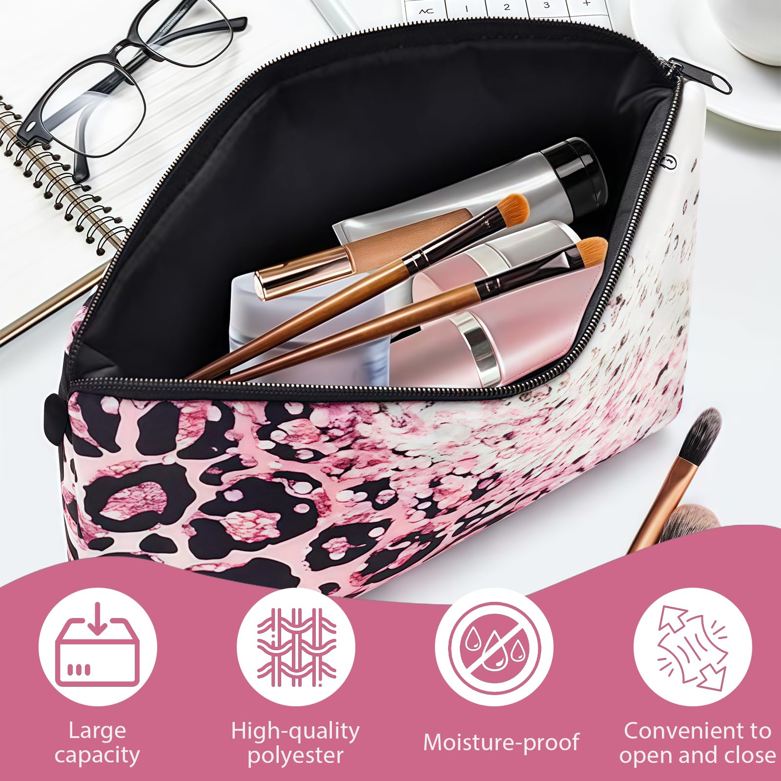 Small Travel Makeup Bag for Purse Cute Cosmetic Bag for Women Make Up Pouch, Makeup Brush Organizer Bags - Image 4