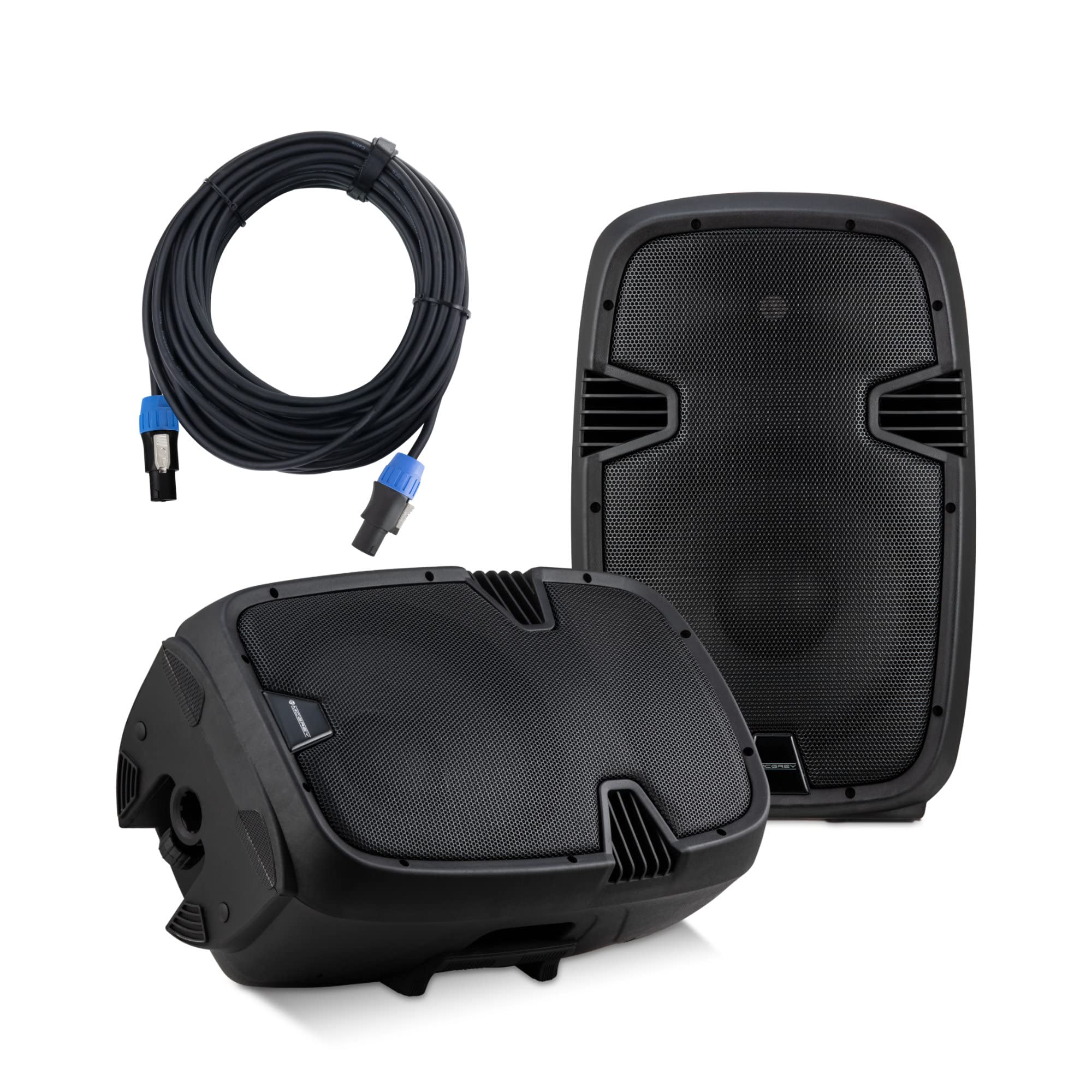 McGrey P212 Set de Altavoces Activo/Pasivo, Caja de plástico Negra | Sistema de 2 vías con woofer de 12" y tweeter de 1", Rango de frecuencia: 55 Hz - 18 kHz, Ángulo de dispersión: 70° H x 50° W