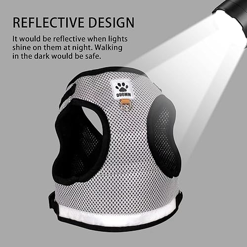 Miniatura 6 de FOZZA Juego de arnés y correa para perro, sin tirones, arnés reflectante ajustable para cachorros con malla transpirable, arnés de chaleco para