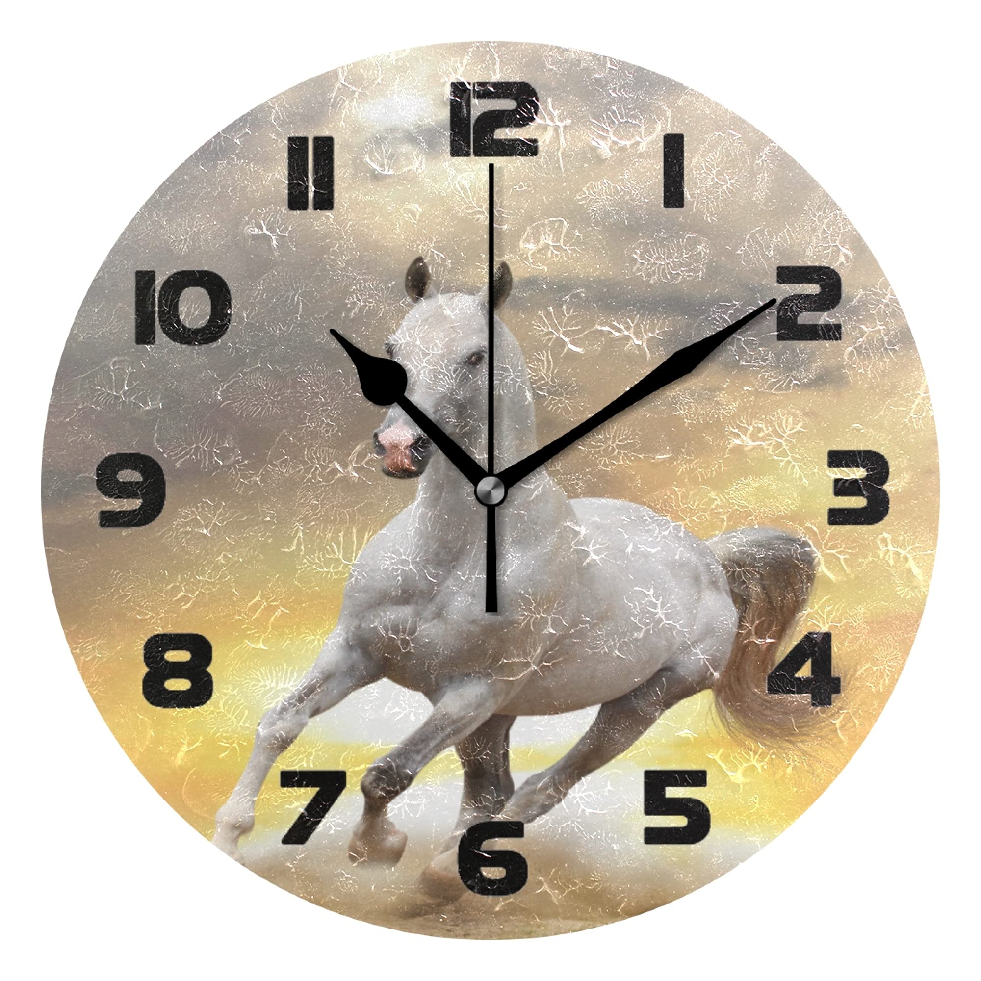 Pferd Design Wanduhr Aus Echter Vinyl-Schallplatte – Geräuschlos, Handgefertigt In Italien | Geschenk Für Reitfans, Küche, Wohnzimmer