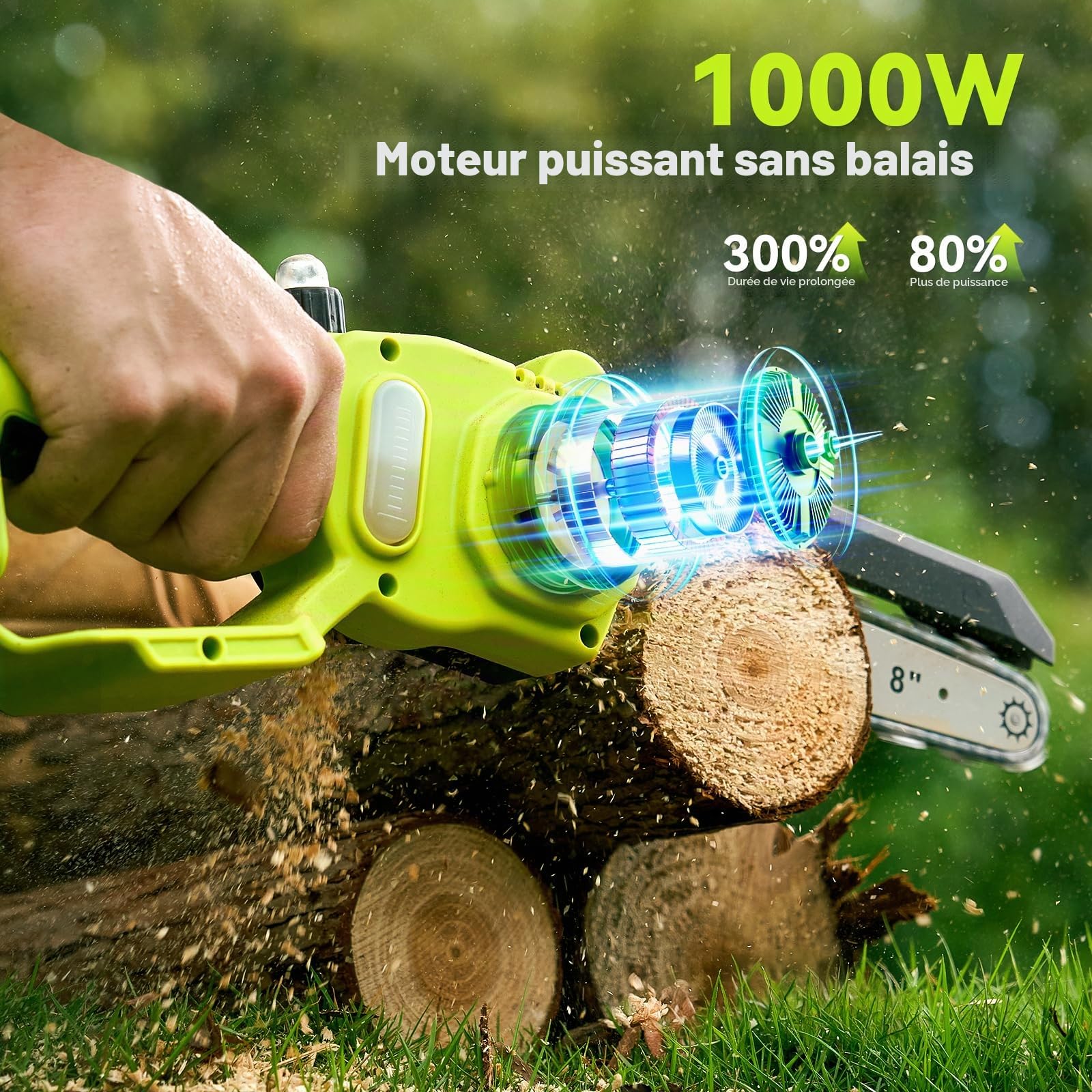 supstable Mini tronçonneuse, avec batterie 4.0