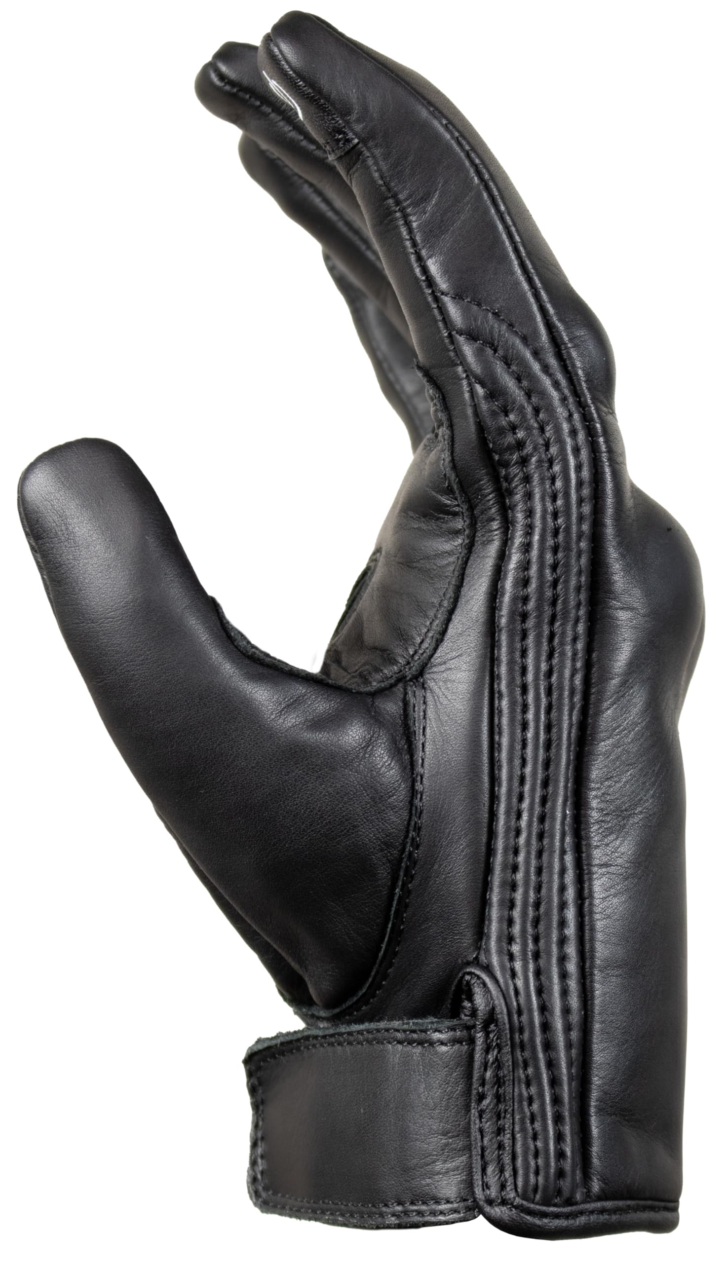 MDM Motorradhandschuhe Herren Leder, Retro Biker Handschuhe Chopper Leder mit Touchscreen, Kurze Motorrad Handschuhe, Schwarze Lederhandschuhe für Sommer & Übergang