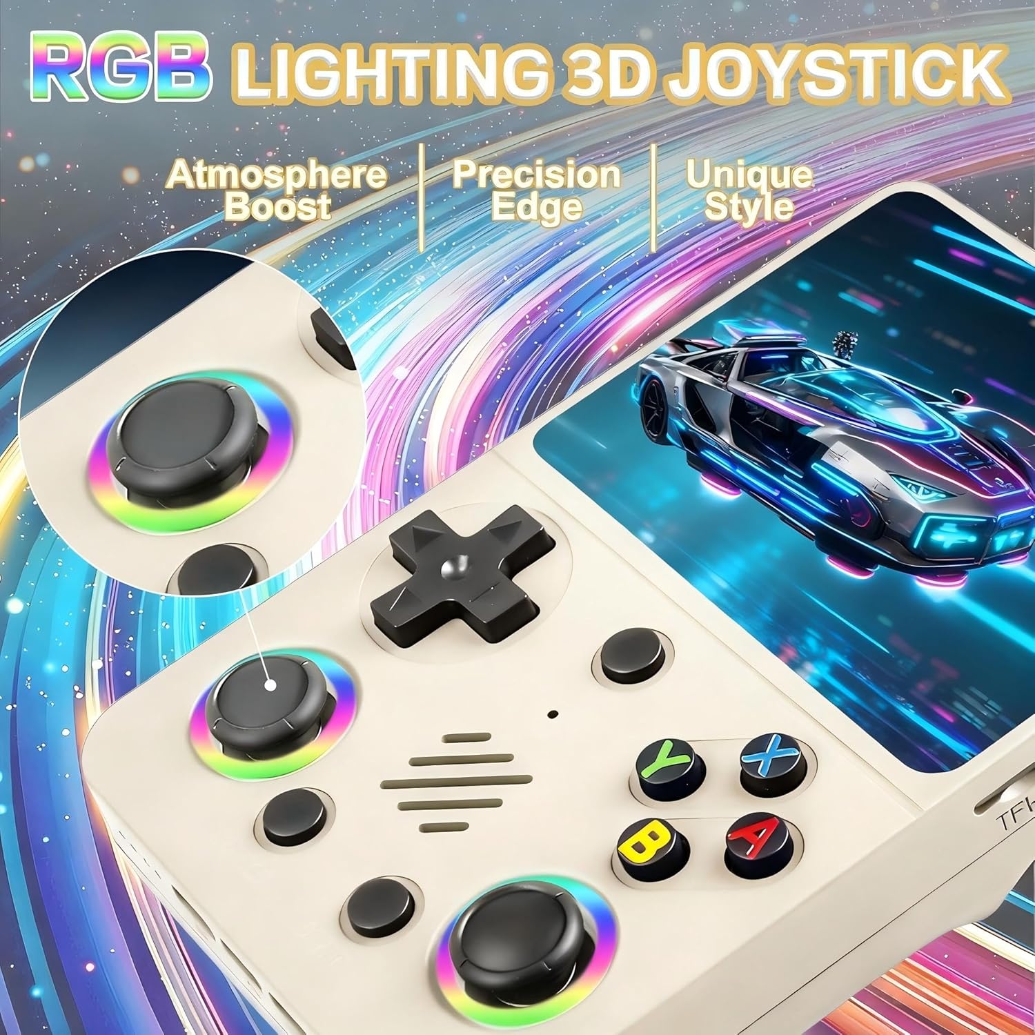 RG36PRO Handheld Game Console - Support 30000+Classic Games, 64G TF Card, Open Source System, 3.5-Inch Screen, 3000mAh Battery, Portable Console for Travel, Gift for Adult or Partner-White - Image 3