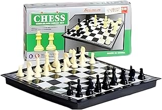 مجموعة ألعاب في علبة مغناطيس مكونة من لعبة الشطرنج والداما والطاولة - مجموعة ألعاب لوحية 3 في 1، قابلة للطي والحمل للسفر، 3326M